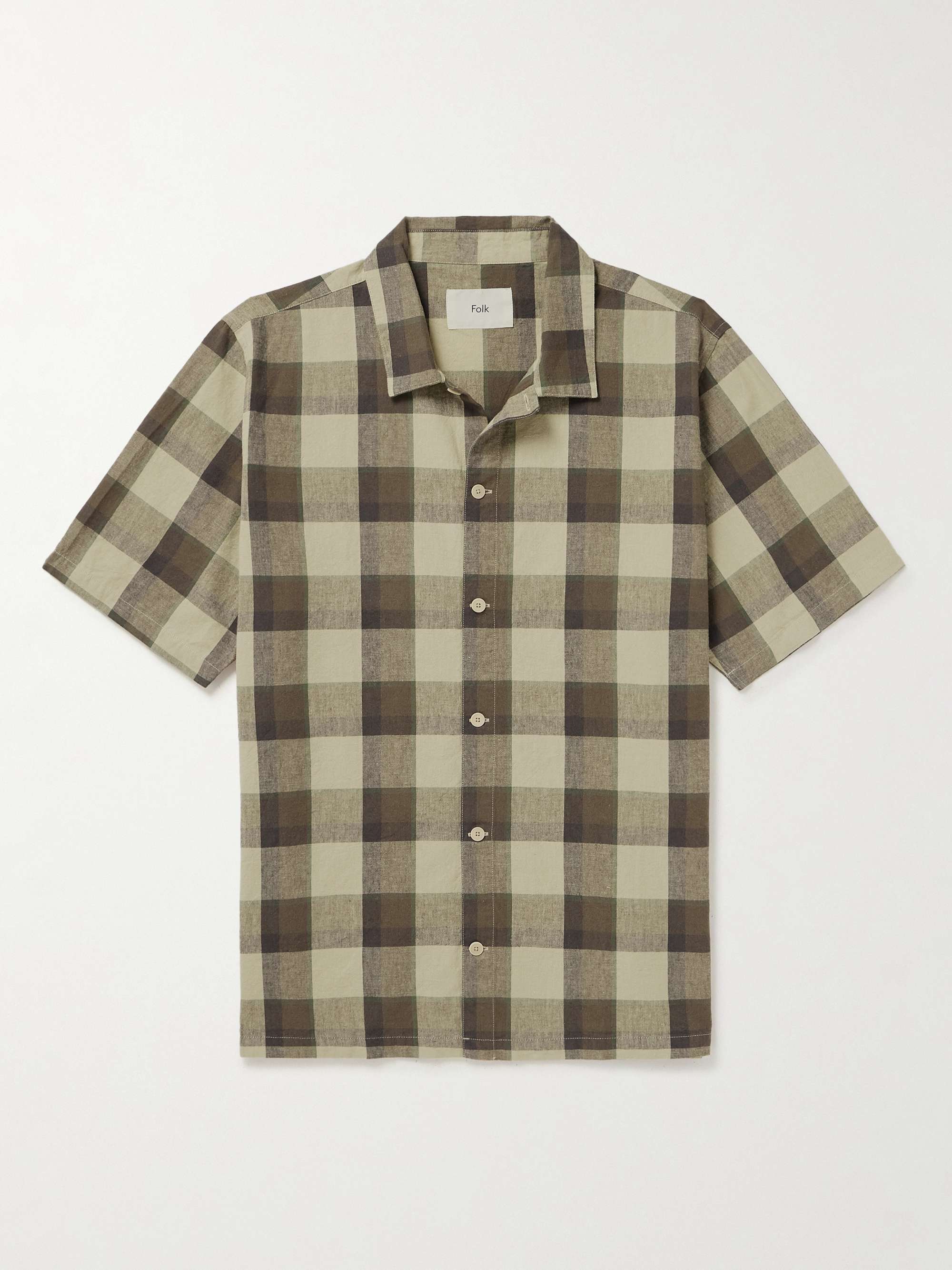 FOLK Gabe Checked Linen and Cotton-Blend Shirt for Men | MR PORTER