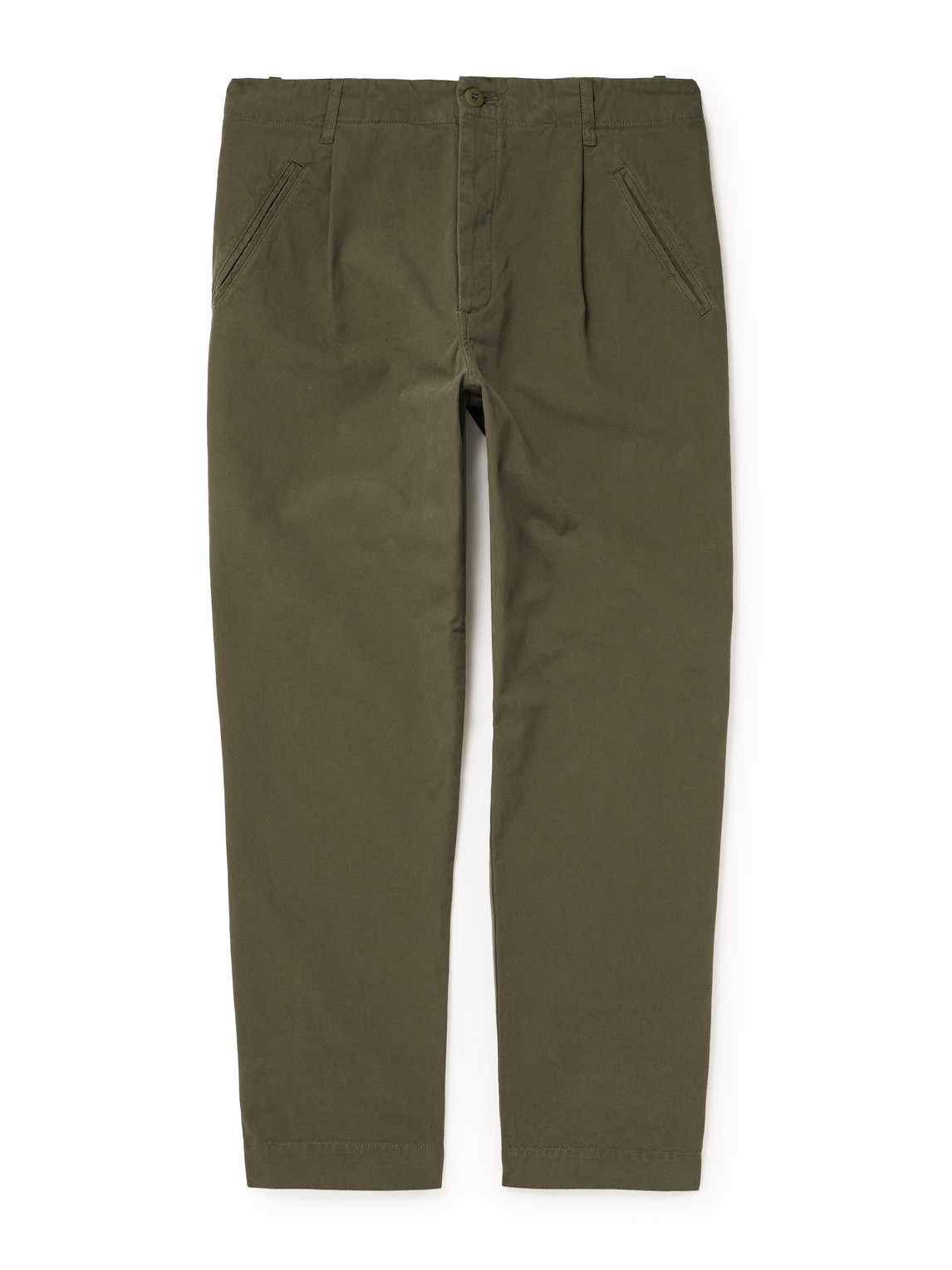 Assembly Garment-Dyed Pleated Cotton-Canvas Trousers