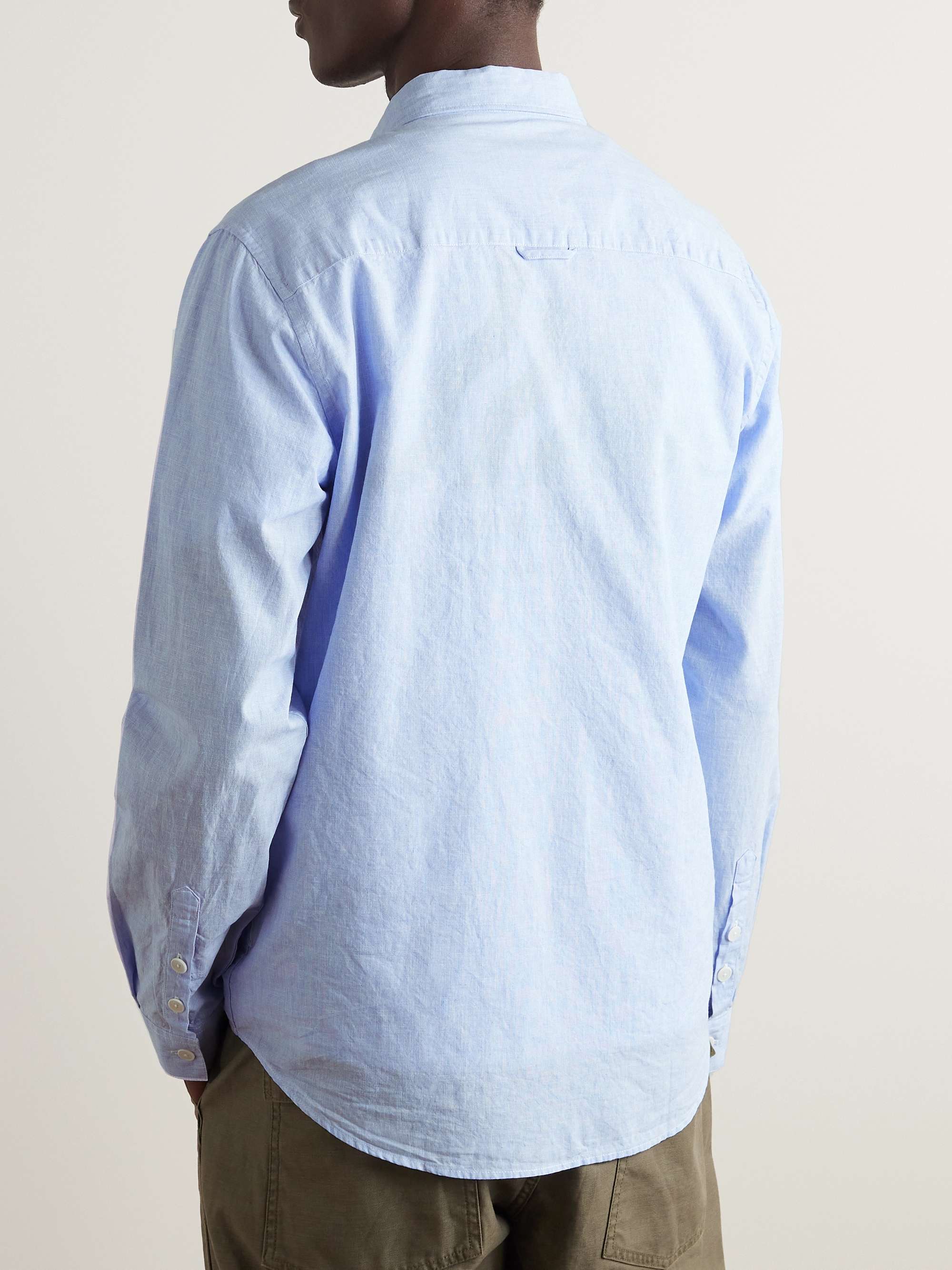 FOLK Button-Down Collar Cotton and Linen-Blend Shirt for Men | MR PORTER