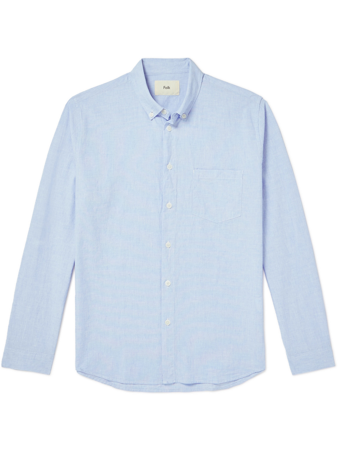 Button-Down Collar Cotton and Linen-Blend Shirt