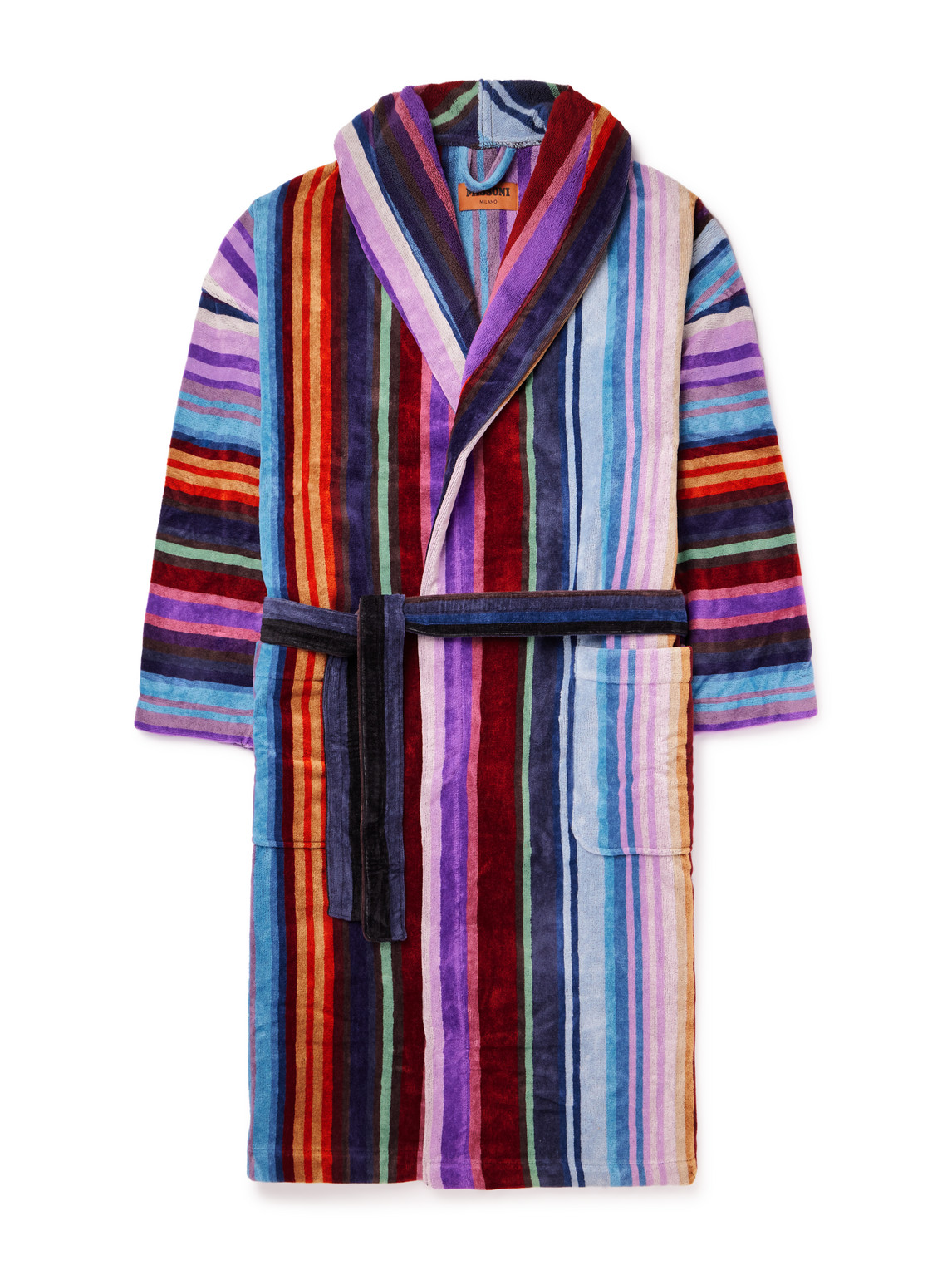 Missoni Cesar Shawl-collar Striped Cotton-terry Dressing Gown In Multi