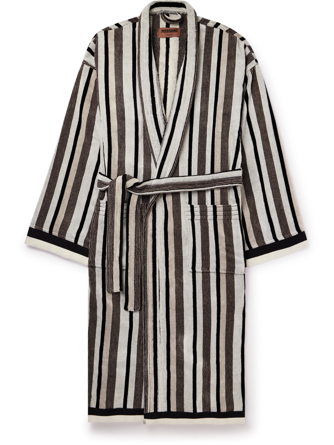 Missoni Craig Striped Cotton-terry Jacquard Dressing Gown In Black