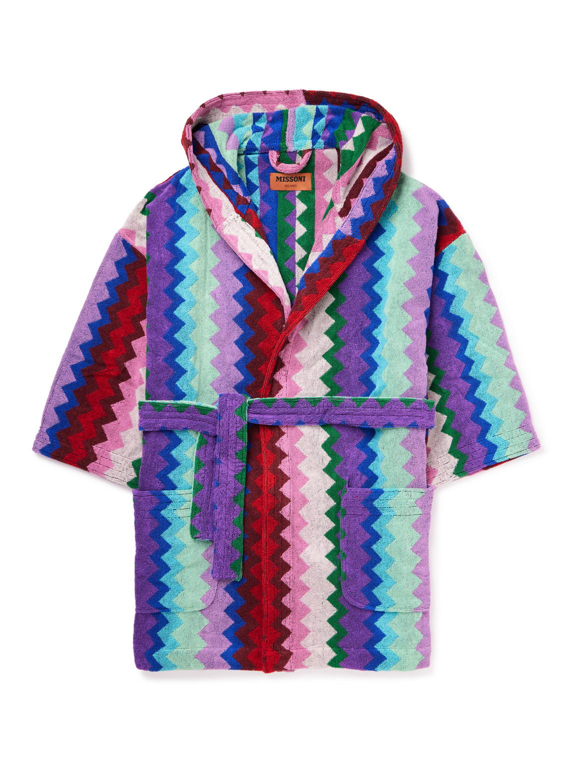 Missoni Chantal Striped Cotton-terry Jacquard Hooded Robe In Multi