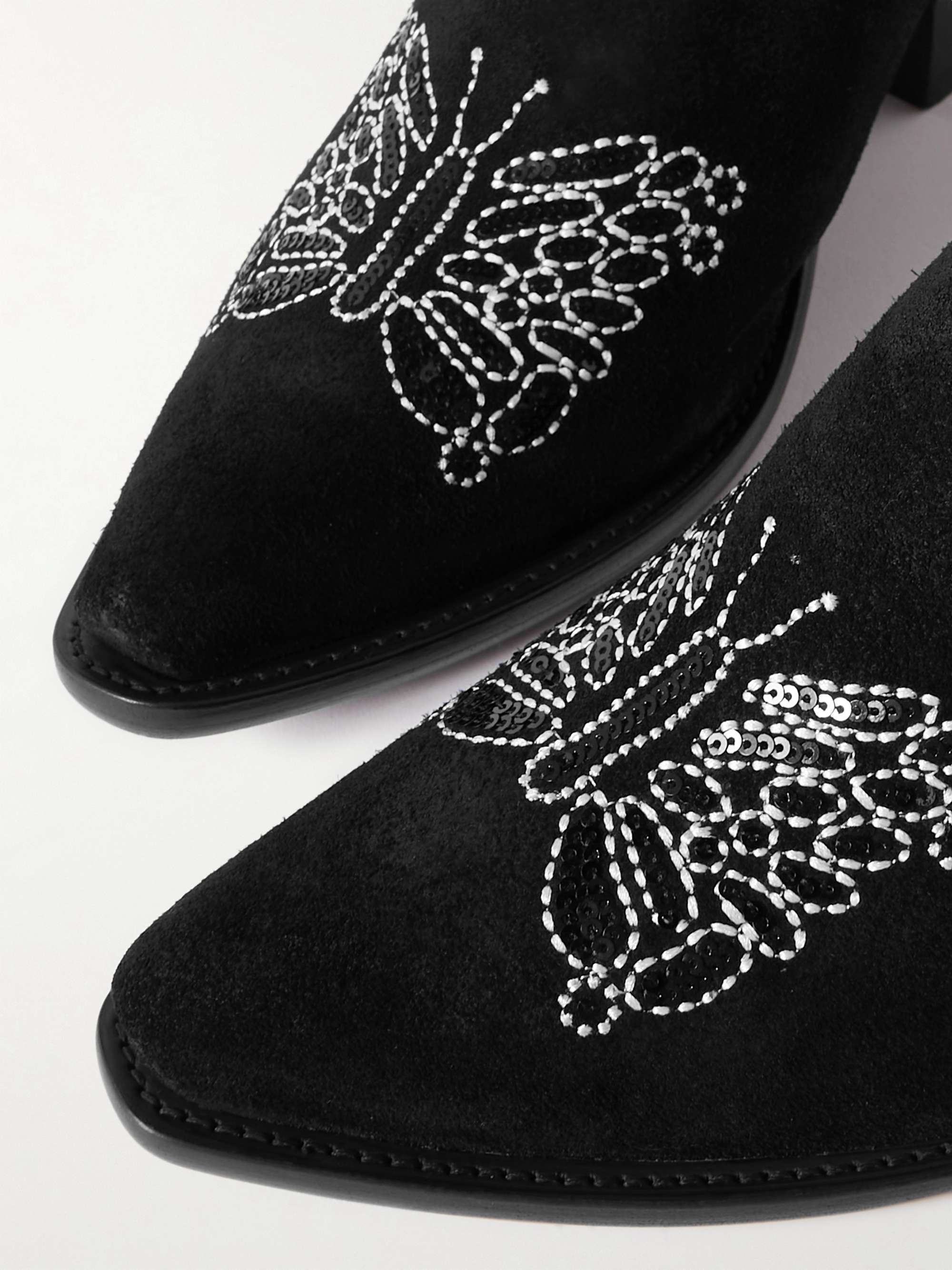 NEEDLES Embroidered Sequin Embellished Suede Mules for Men MR PORTER