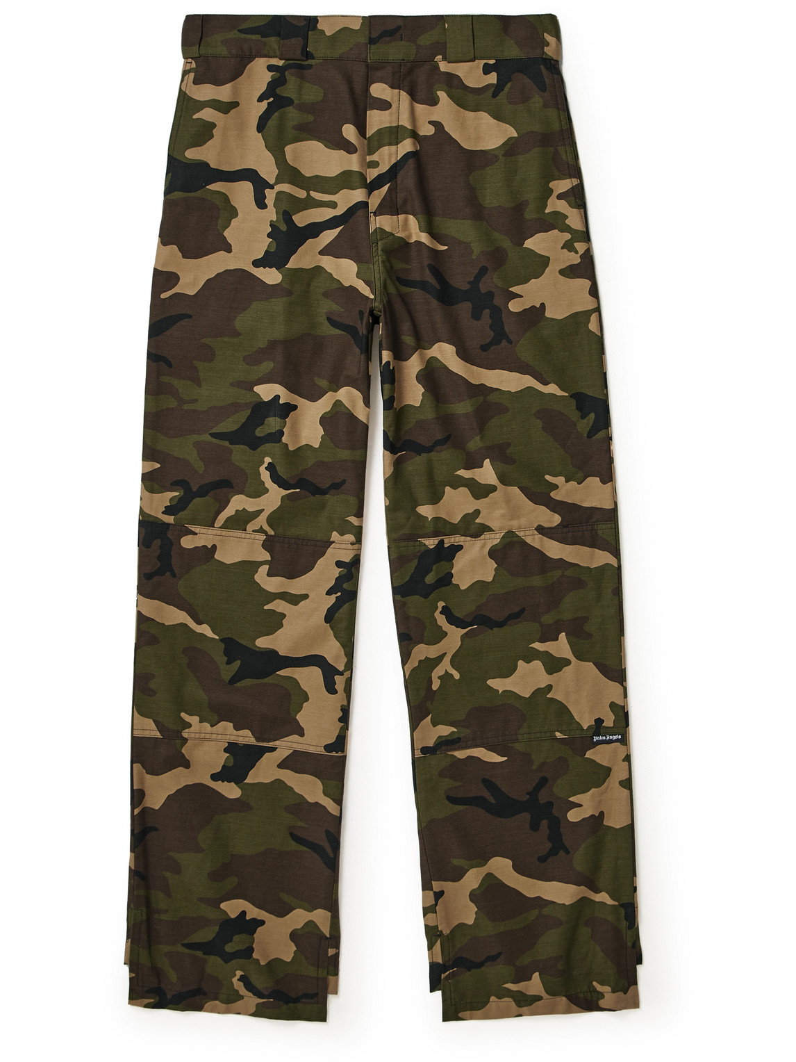 Palm Angels Camouflage-print Wide-leg Trousers In Green