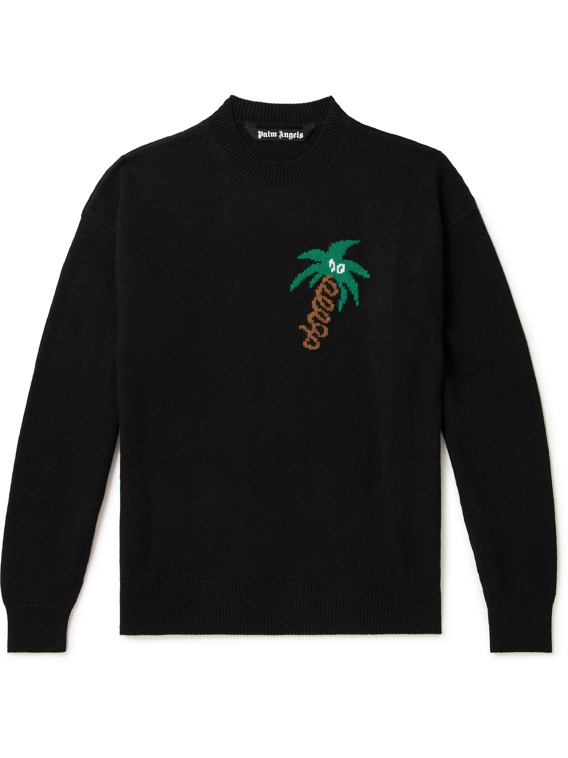Palm Angels Black Wool Blend Sweater In Black