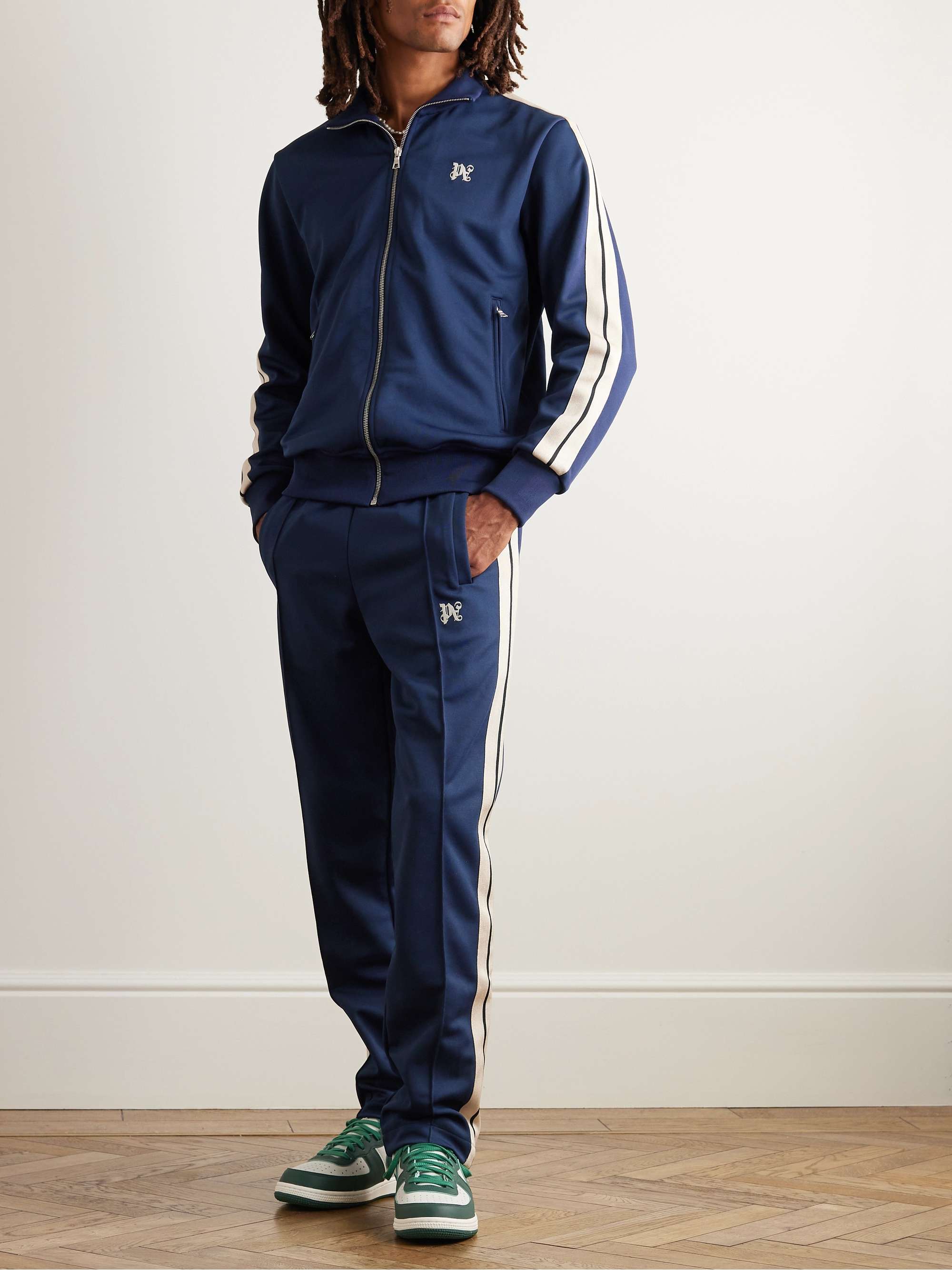 Palm Angels Monogram Embroidered Track Jacket In Navy Blue for Men