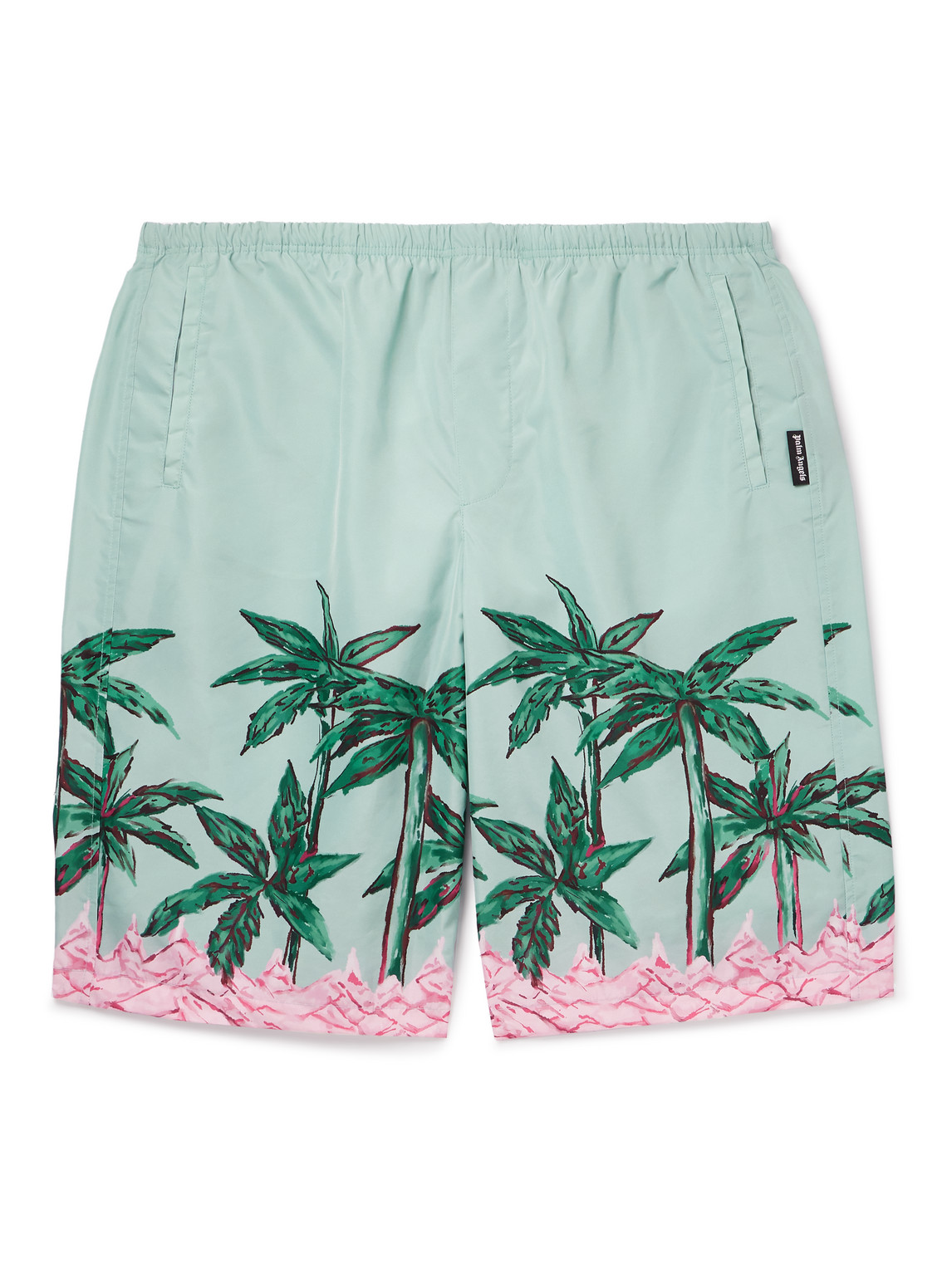 Palm Angels Palms Row Long Swimshorts In Blue