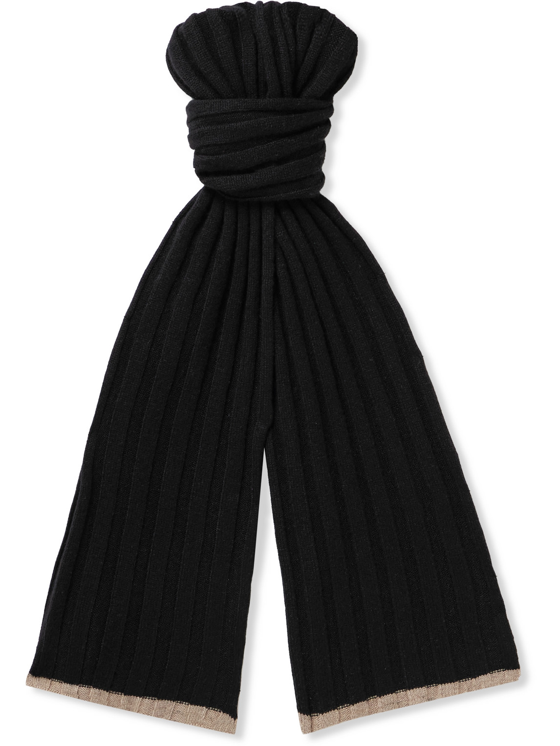 Brunello Cucinelli Ribbed-knit Cashmere Scarf In Black