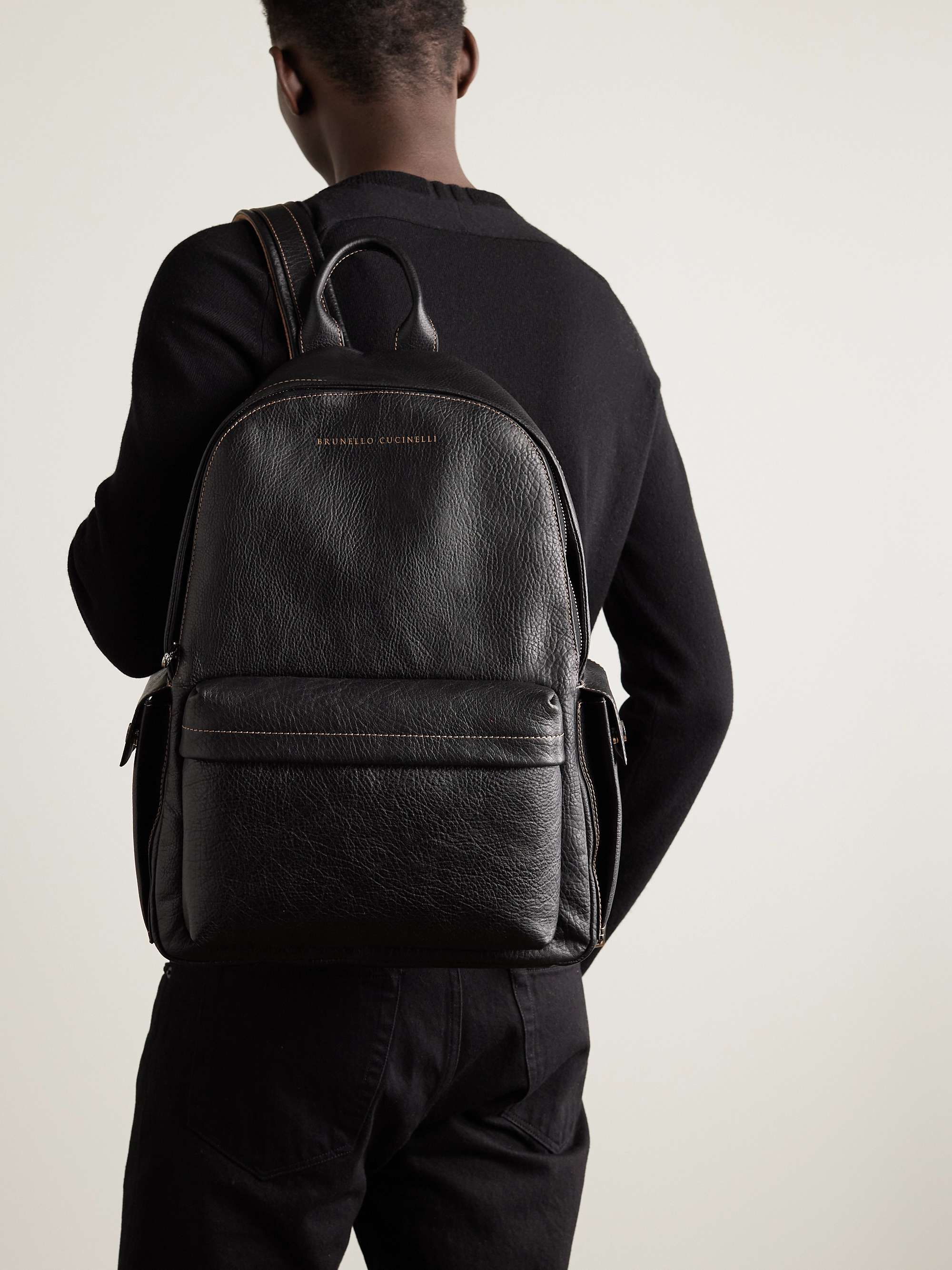 BRUNELLO CUCINELLI Logo-Debossed Leather Backpack for Men in 2023