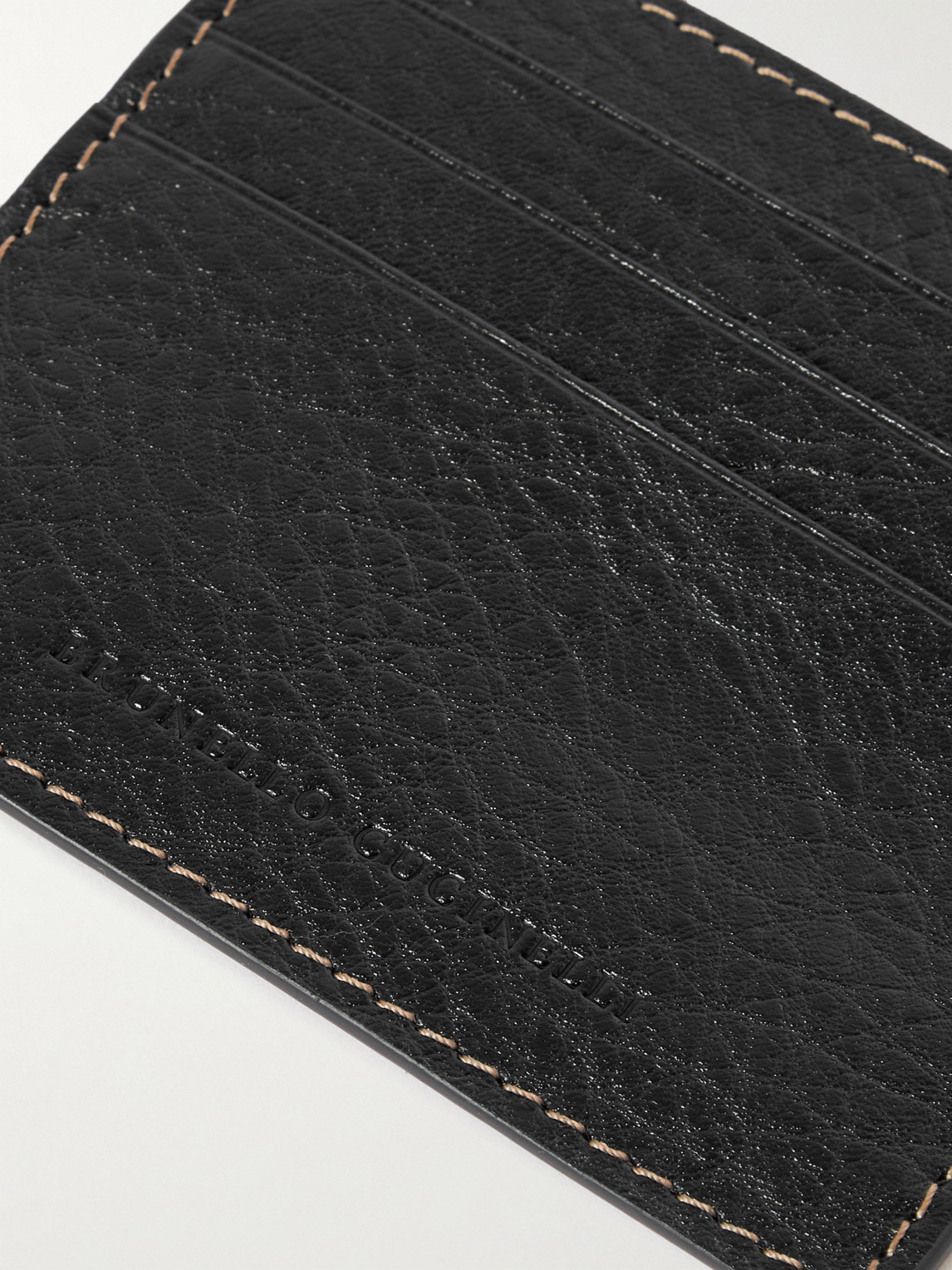 Shop Brunello Cucinelli Full-grain Leather Cardholder In Black