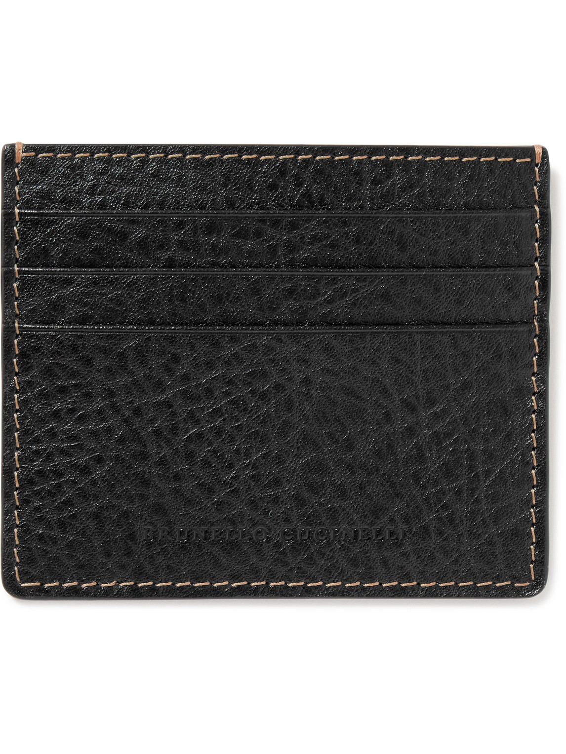 Brunello Cucinelli Full-grain Leather Cardholder In Black