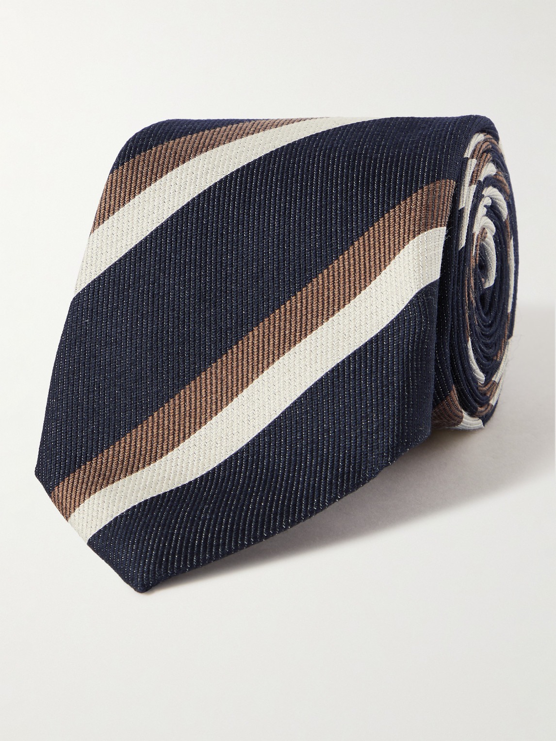 BRUNELLO CUCINELLI 8CM STRIPED SILK-JACQUARD TIE