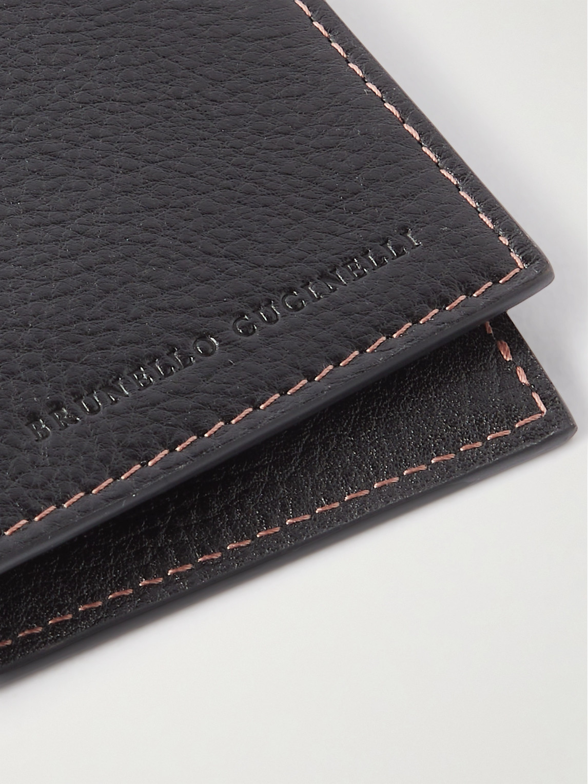 Shop Brunello Cucinelli Full-grain Leather Billfold Wallet In Black