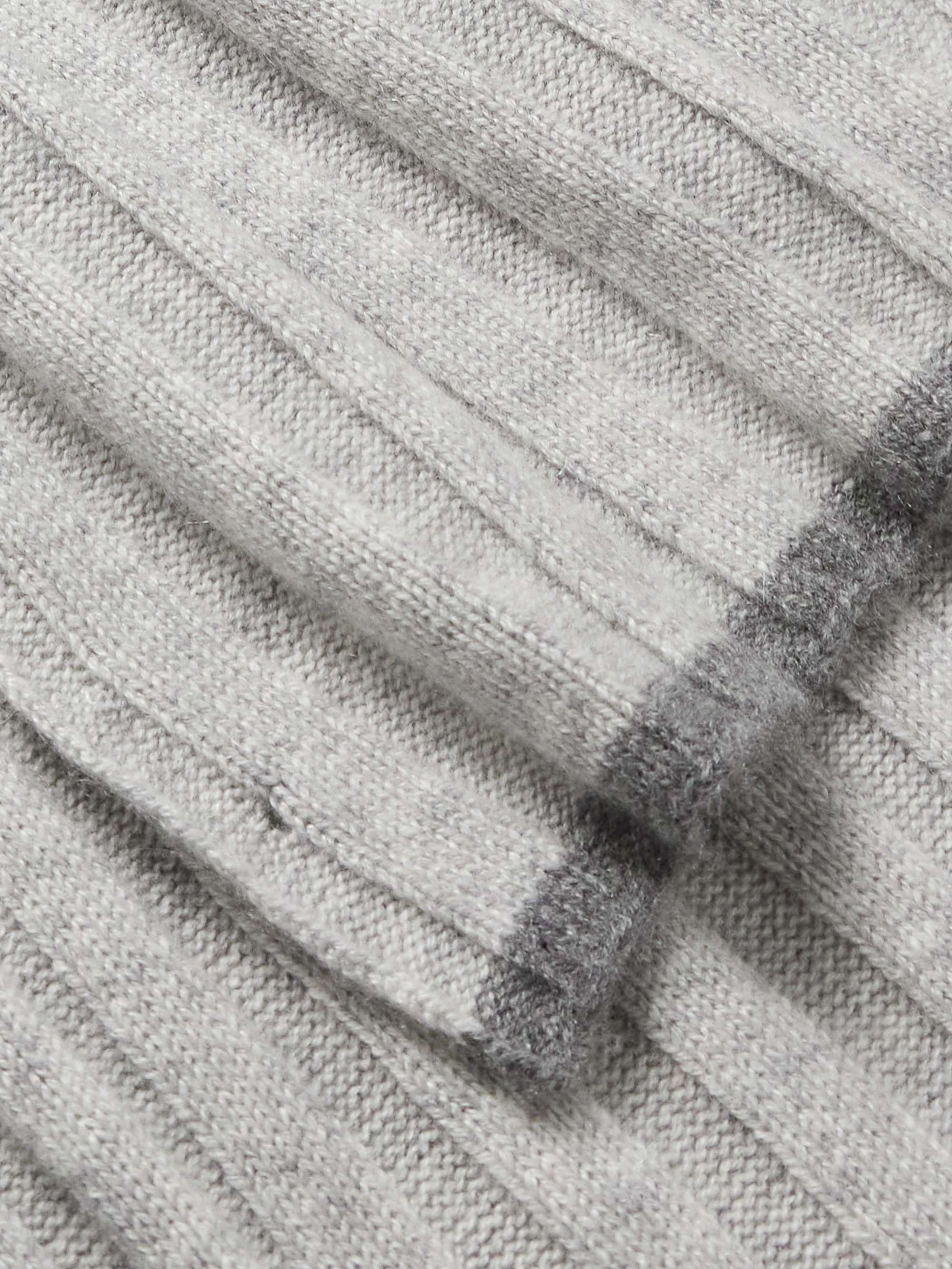 Brunello Cucinelli ribbed cashmere scarf - White