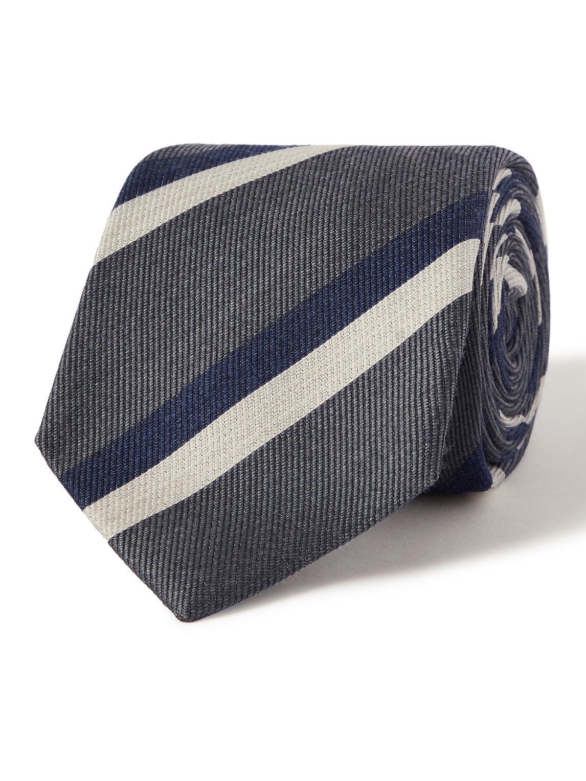 Brunello Cucinelli 8cm Striped Silk-jacquard Tie In Gray