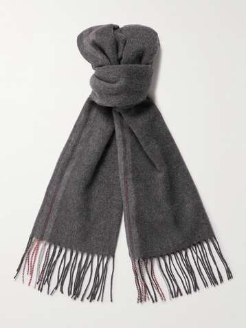 Sulka Men's Fringed Printed Silk-twill Scarf