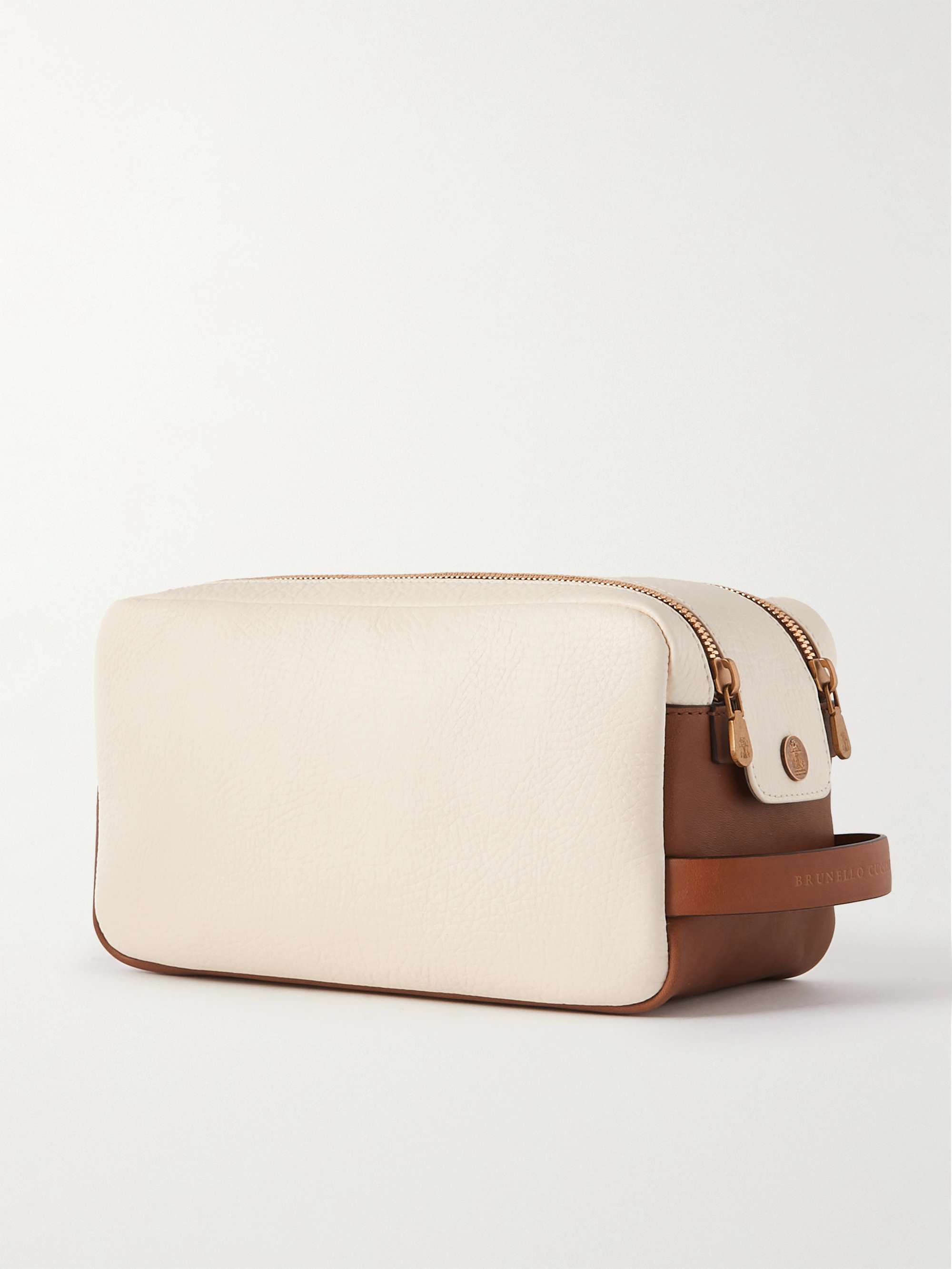 BRUNELLO CUCINELLI Two-Tone Leather Wash Bag