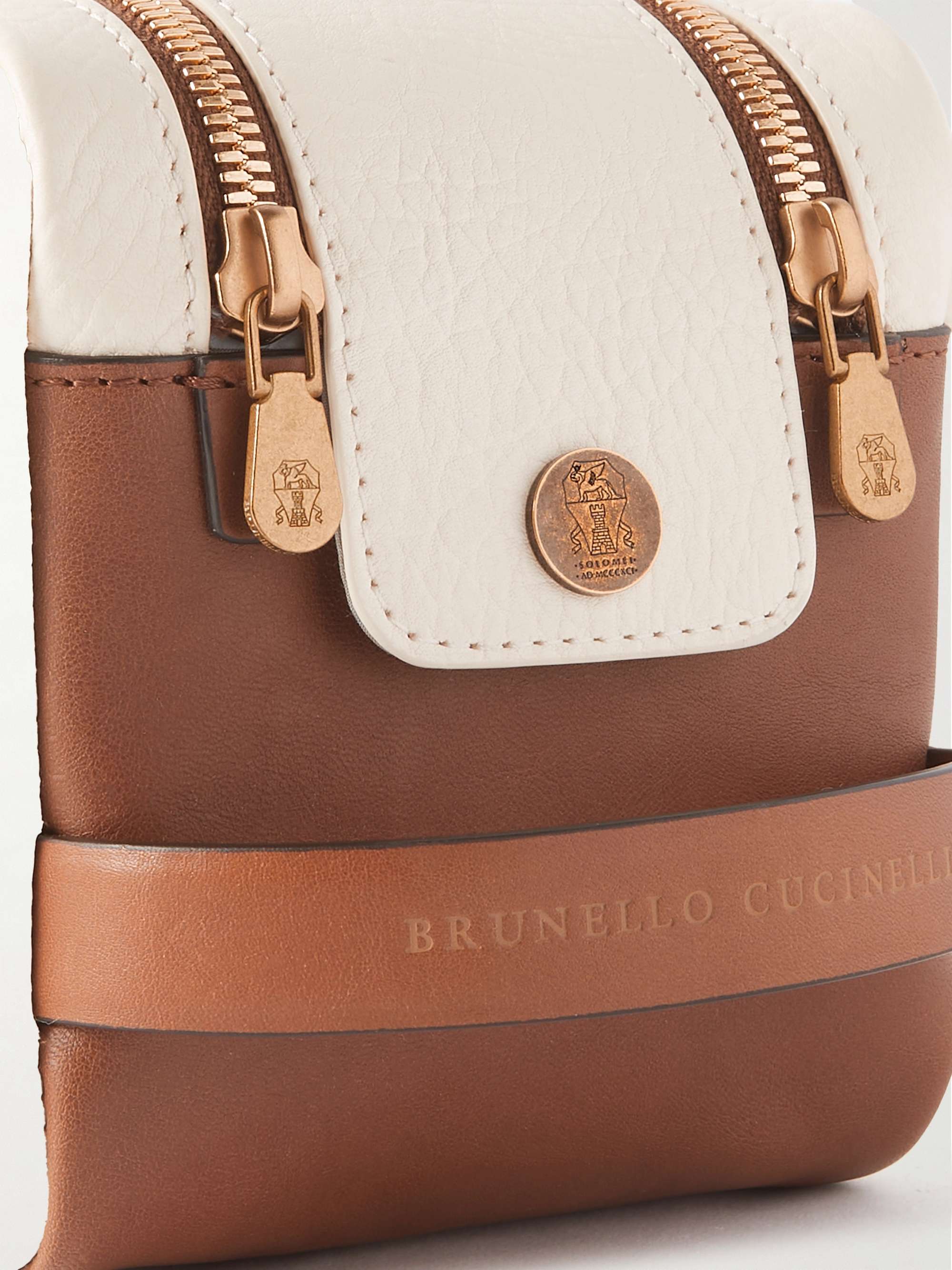 BRUNELLO CUCINELLI Two-Tone Leather Wash Bag