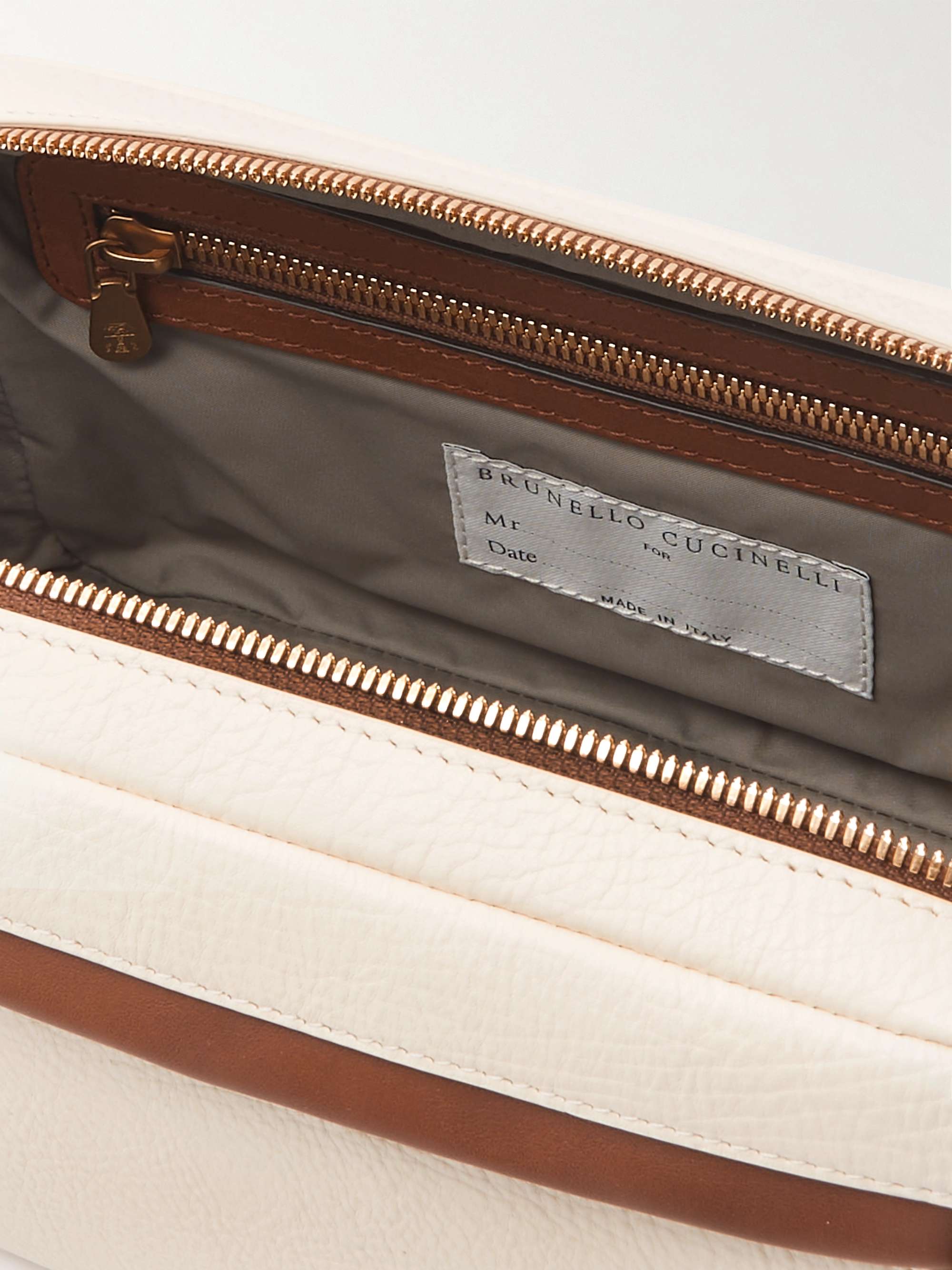 BRUNELLO CUCINELLI Two-Tone Leather Wash Bag
