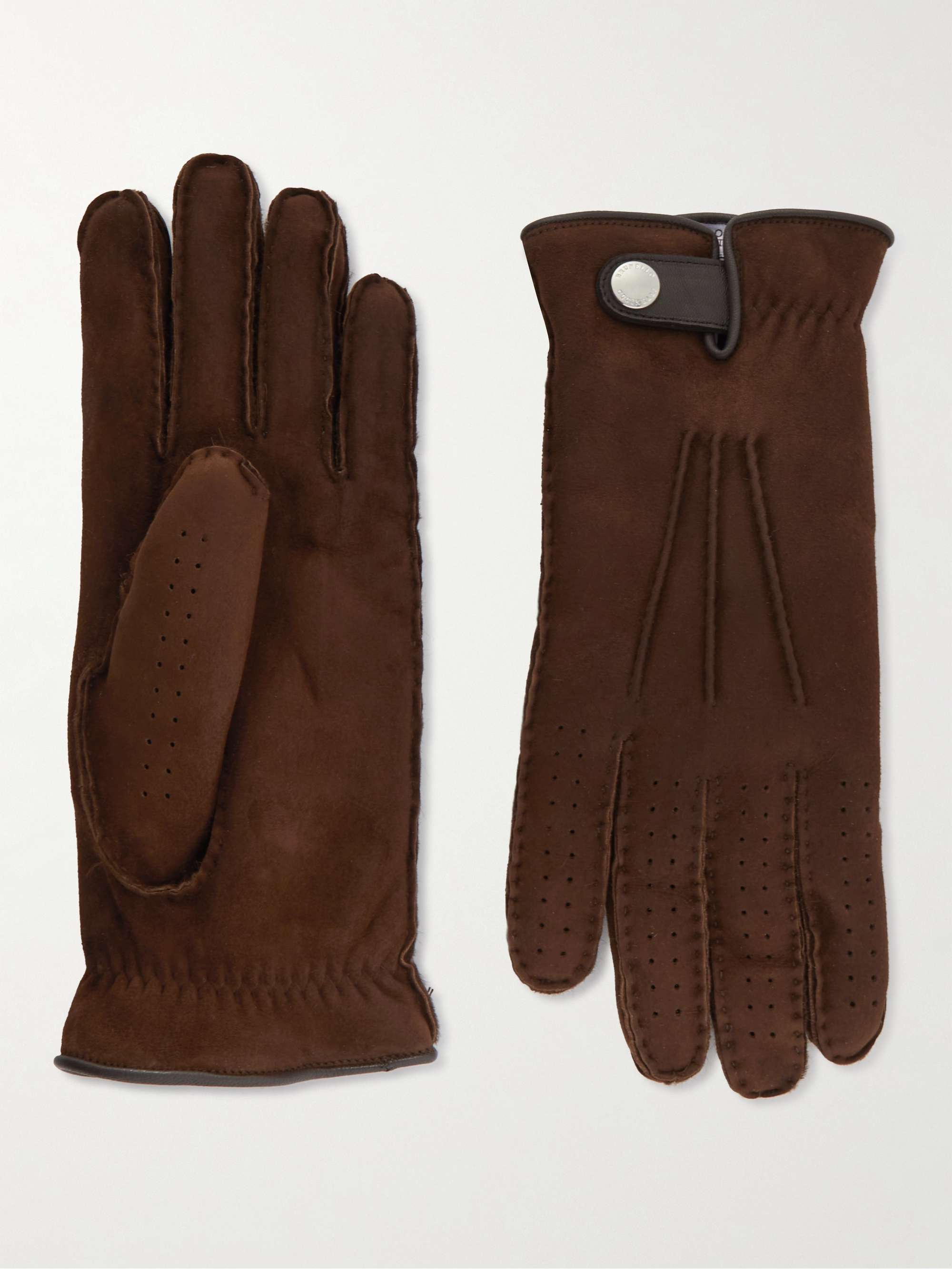 BRUNELLO CUCINELLI Suede Shearling-Lined Gloves
