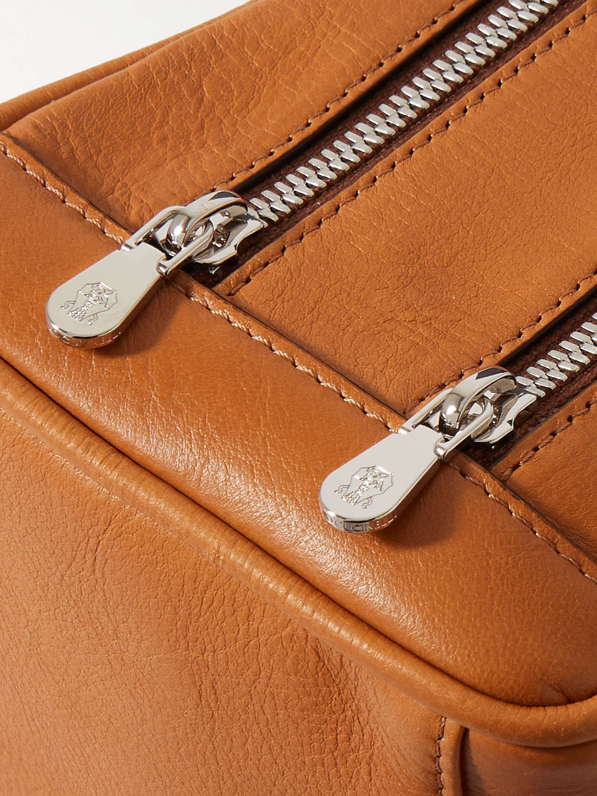 BRUNELLO CUCINELLI Logo-Embossed Leather Wash Bag