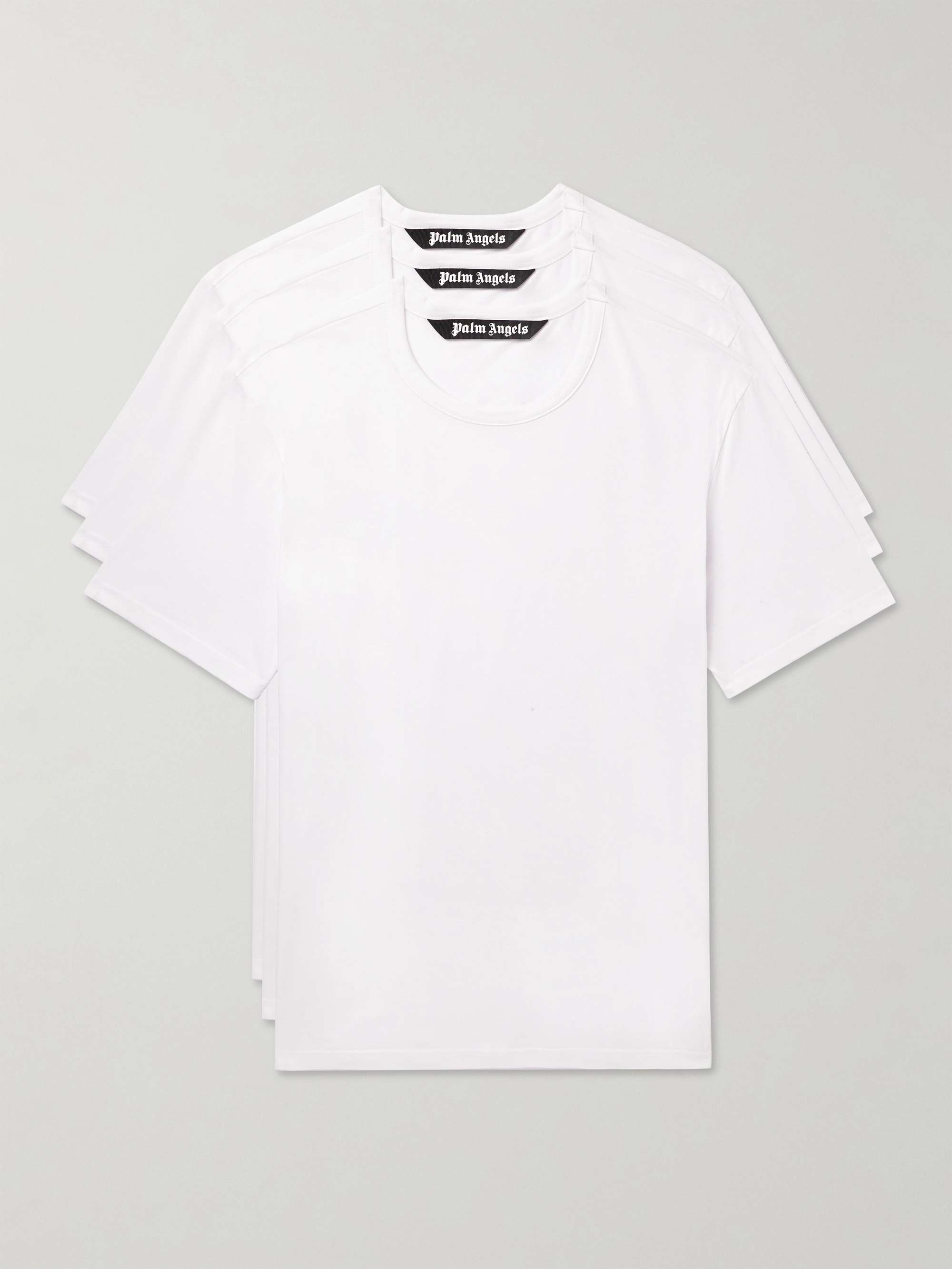 PALM ANGELS Three-Pack Slim-Fit Logo-Appliquéd Cotton-Jersey T-Shirts ...