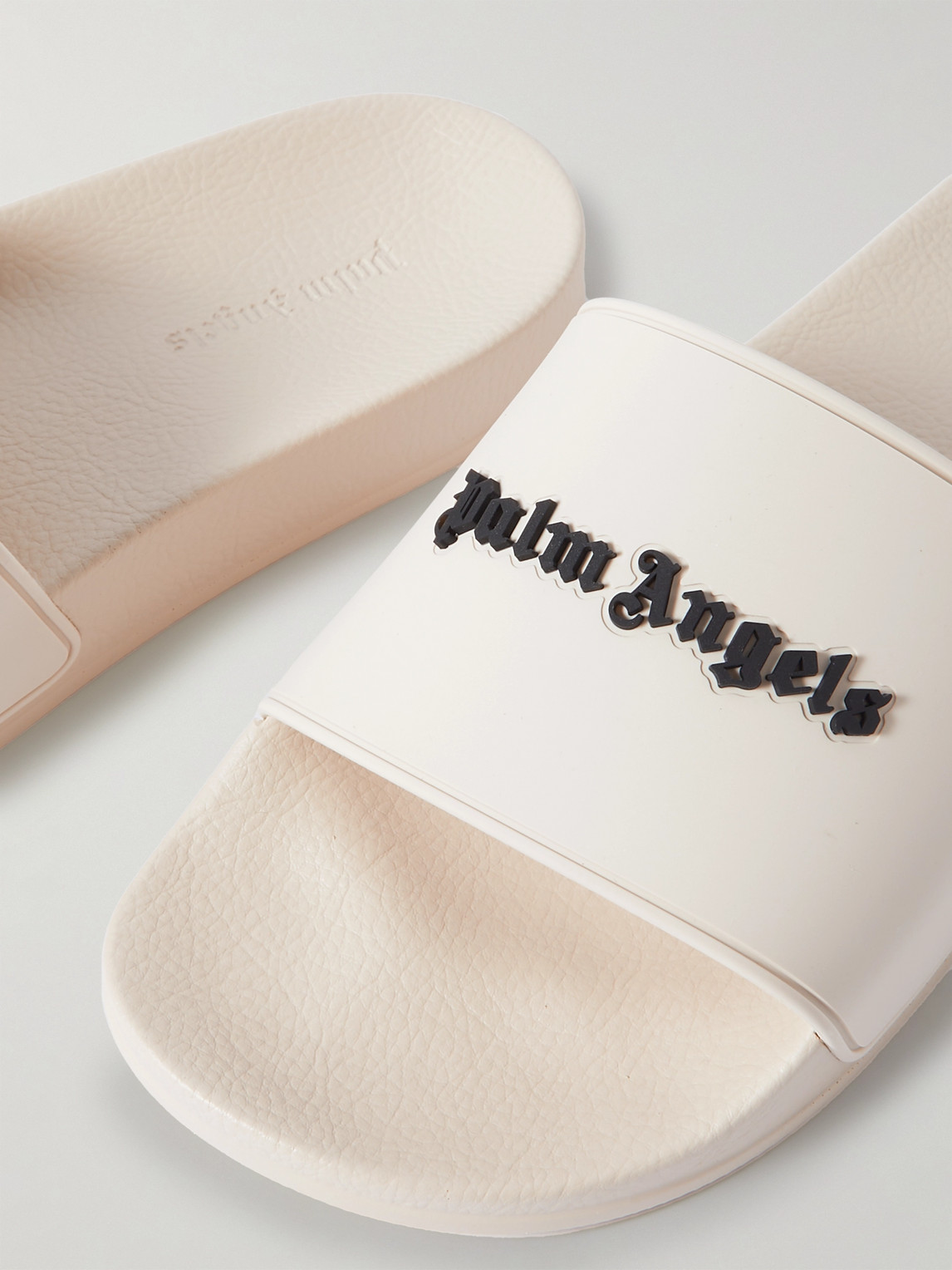 Shop Palm Angels Logo-embossed Rubber Slides In White