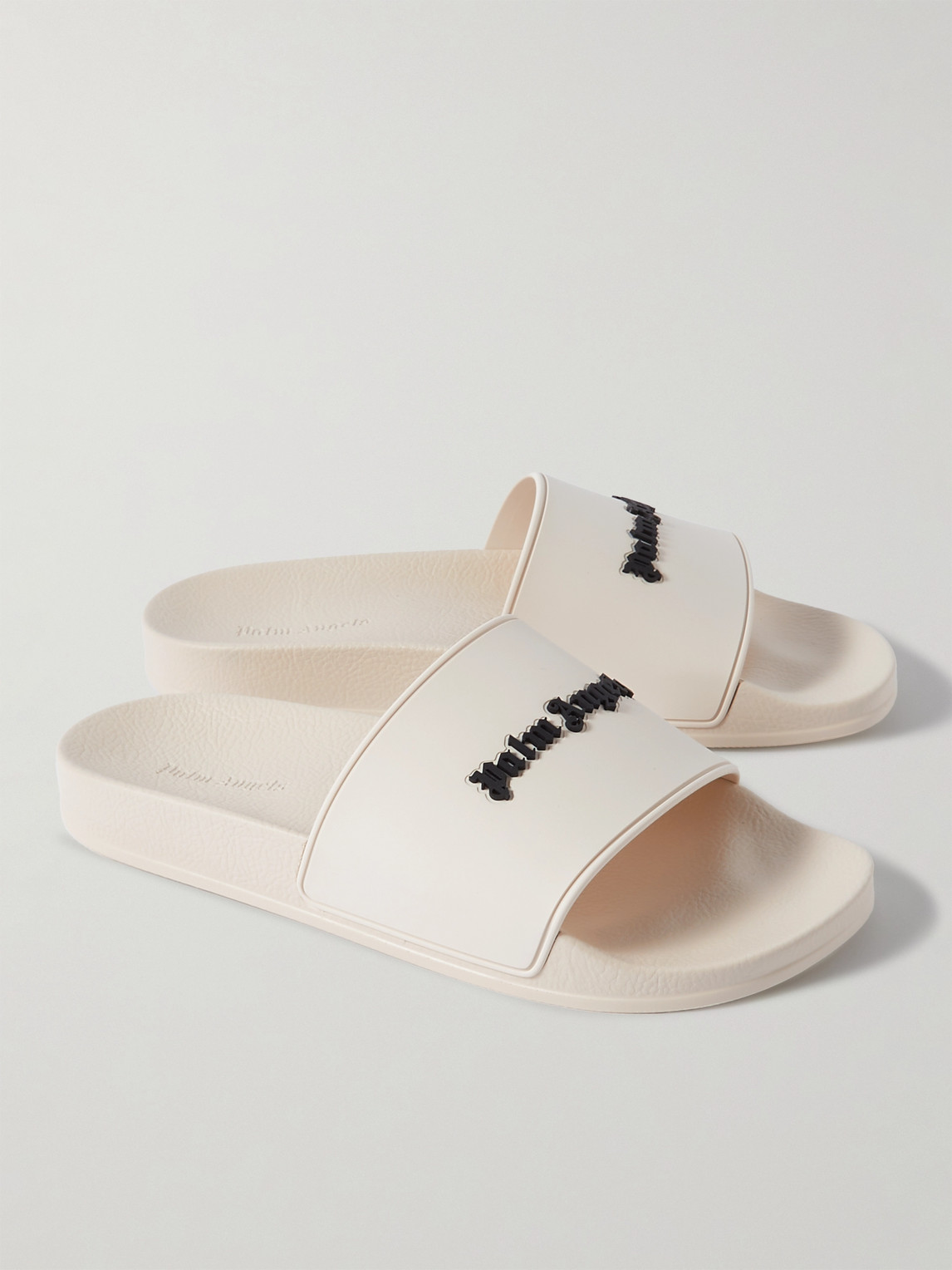 Shop Palm Angels Logo-embossed Rubber Slides In White