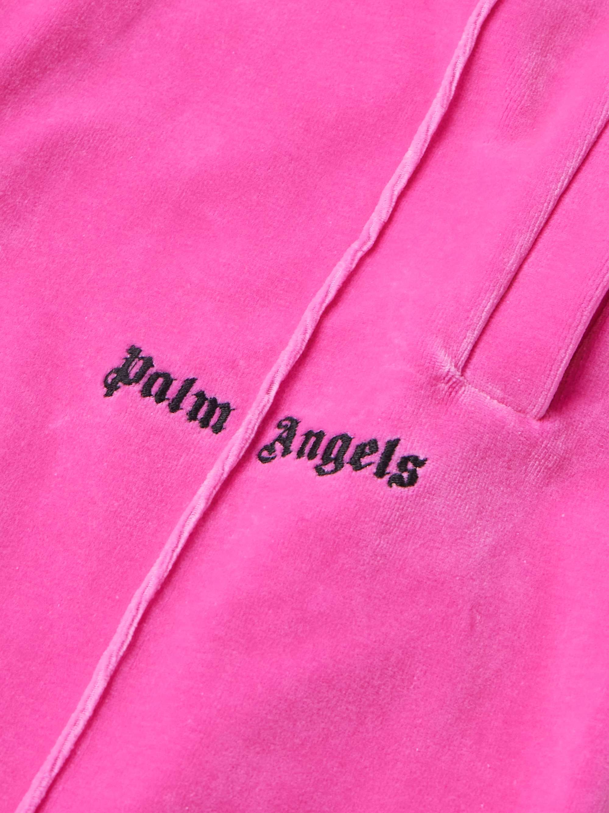 PALM ANGELS SlimFit StraightLeg LogoEmbroidered CottonBlend Velour