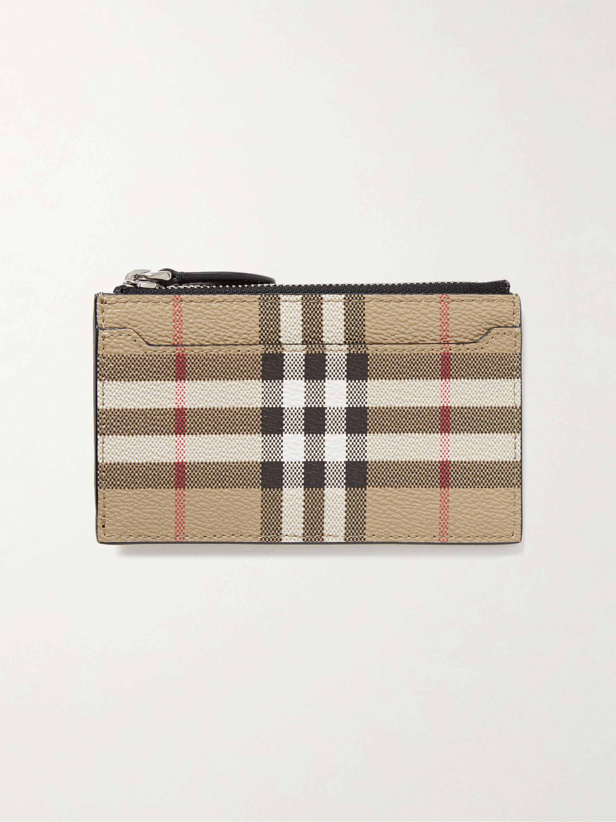 Burberry Checked E-Canvas and Leather Cardholder Brown