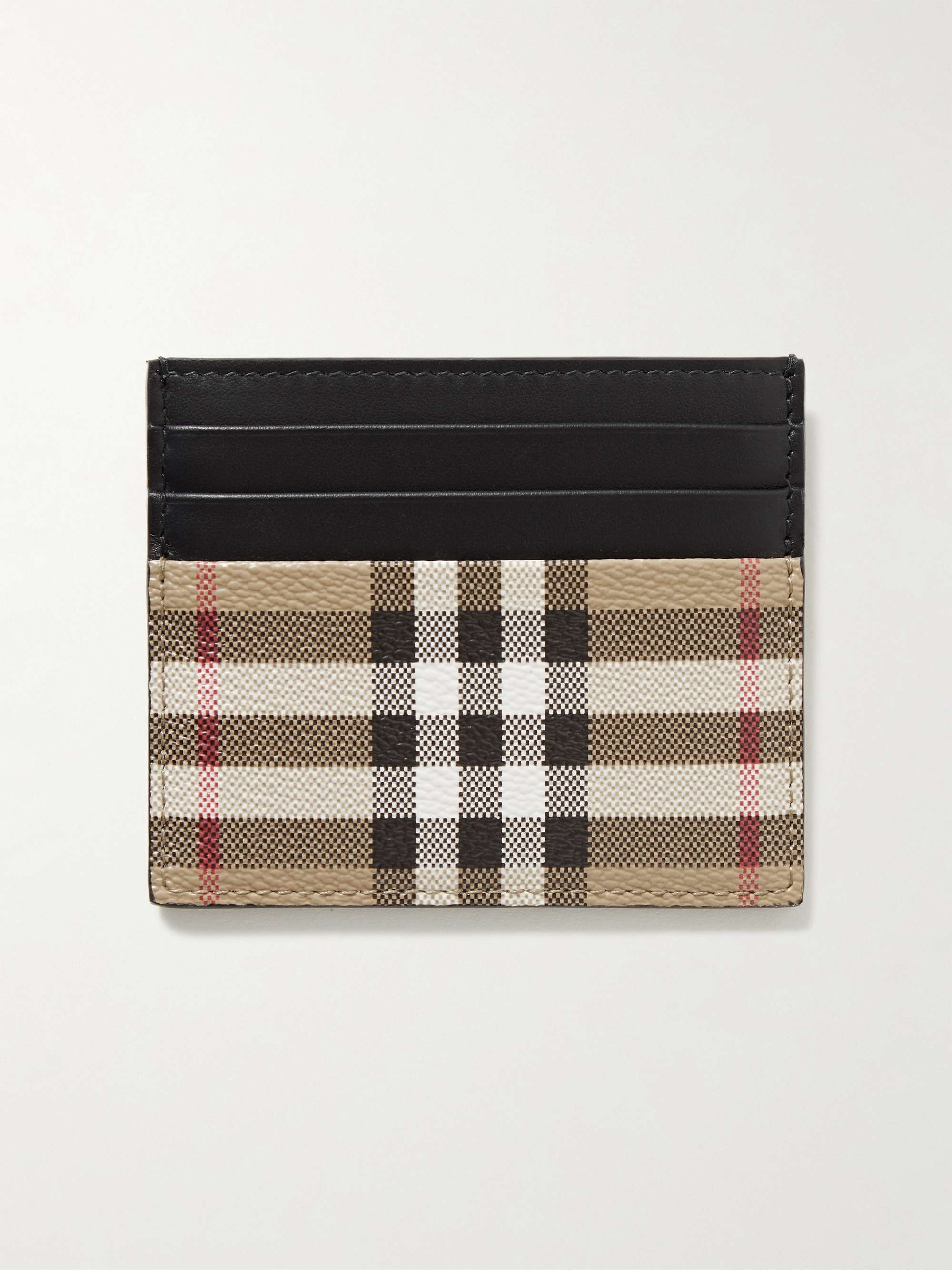 BURBERRY Leather-Trimmed Checked Coated-Canvas Cardholder for Men