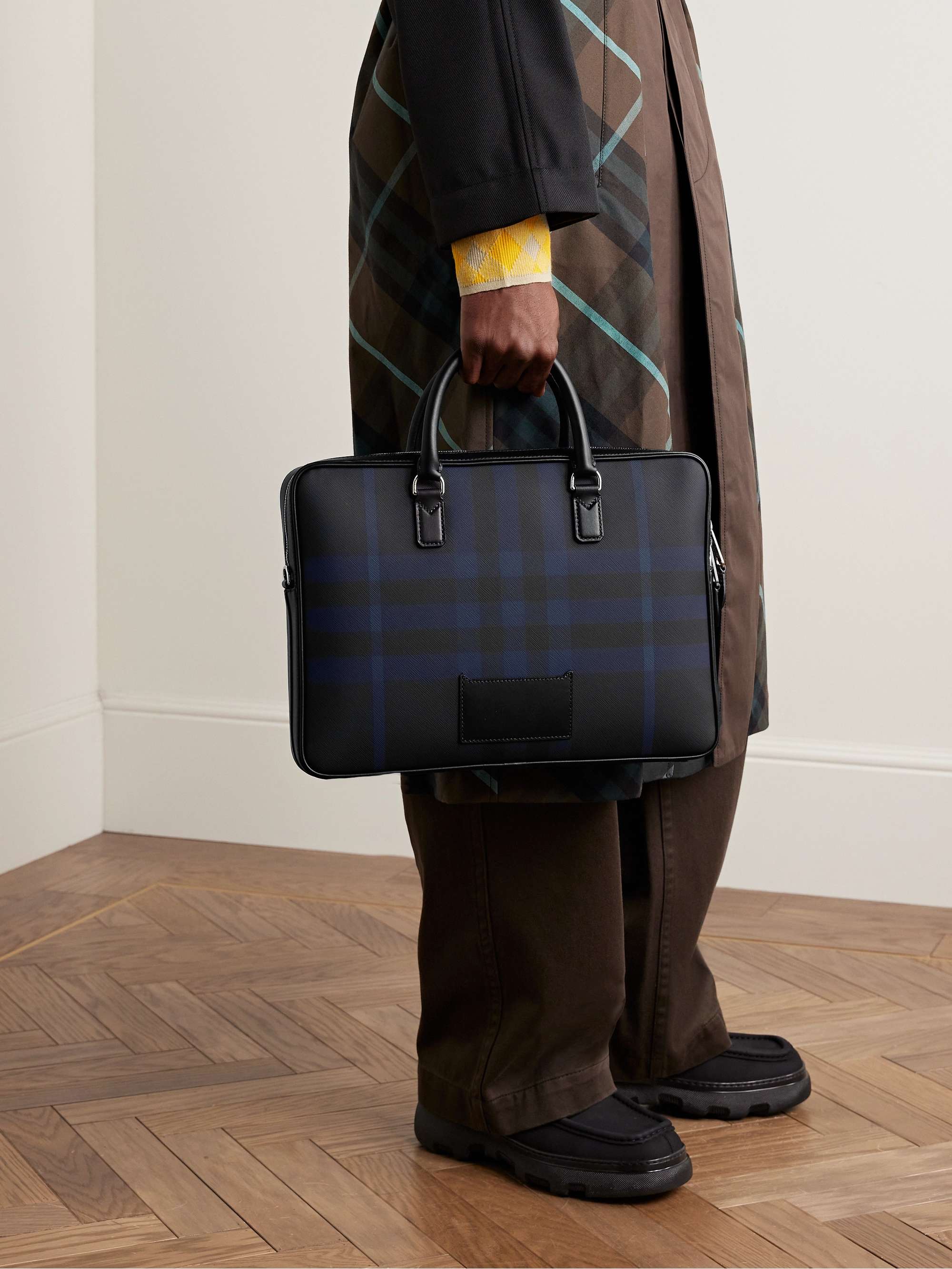 Burberry Logo-embossed Leather Tote Bag in Brown for Men