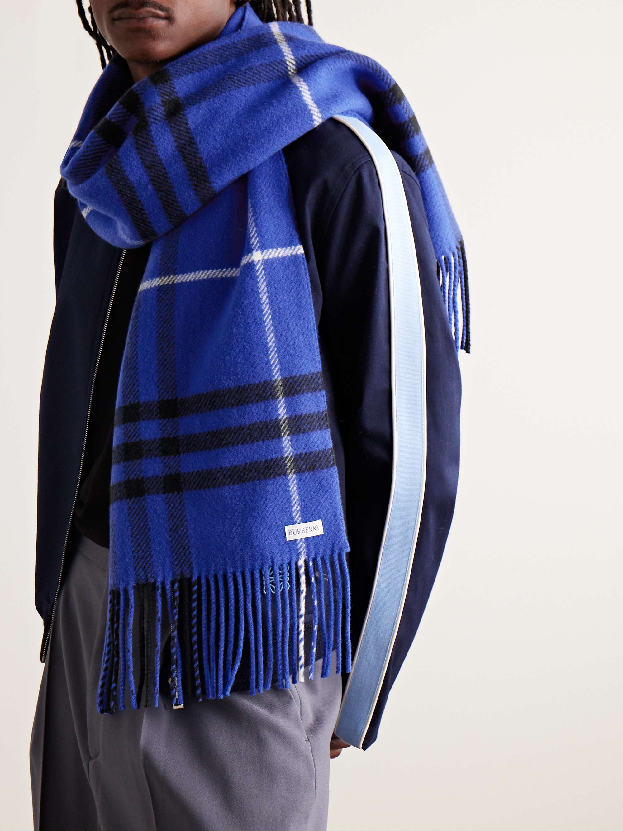 LOEWE Fringed intarsia wool and cashmere-blend scarf