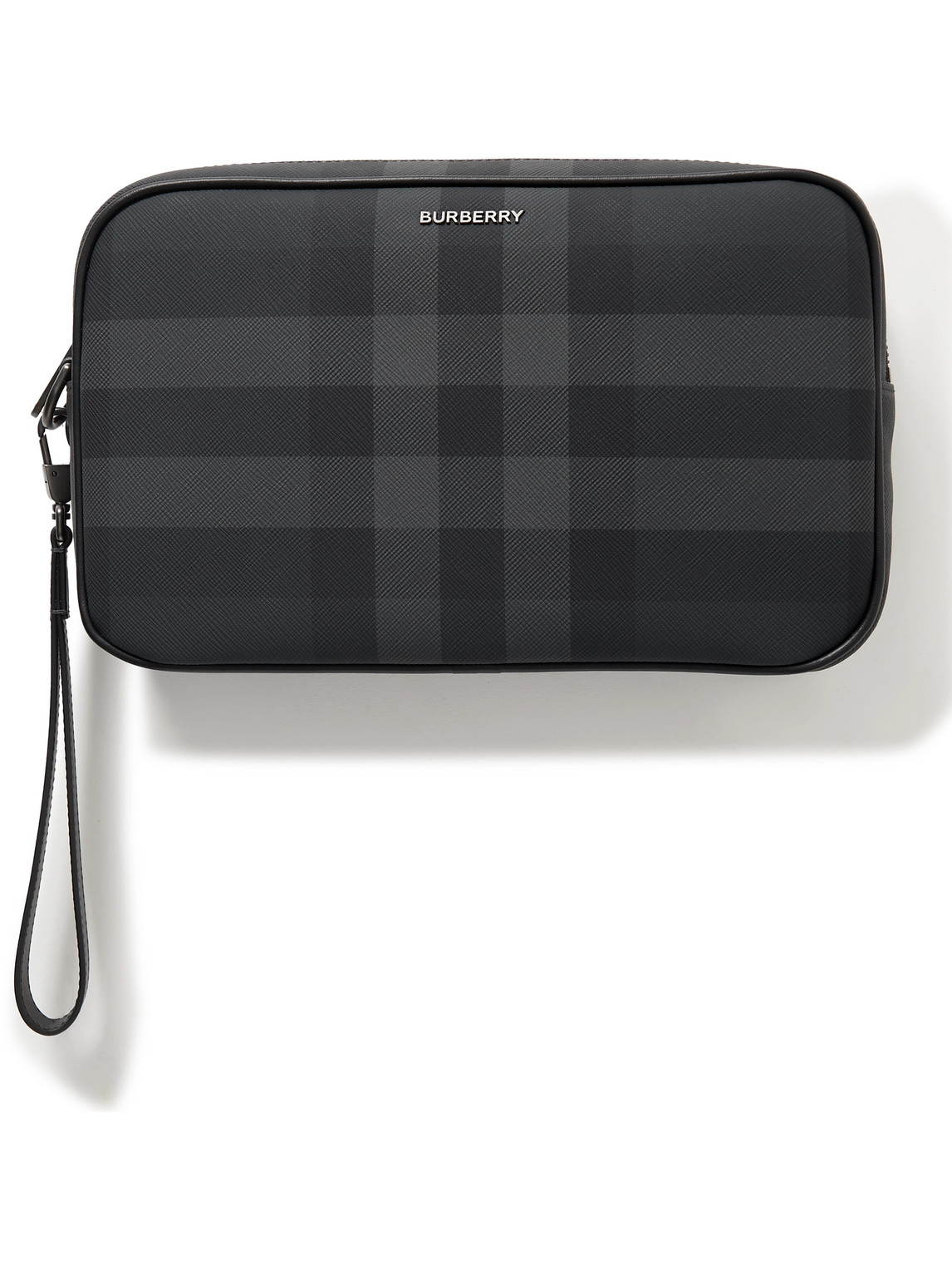Burberry Checked Coated-canvas Pouch In Burgundy