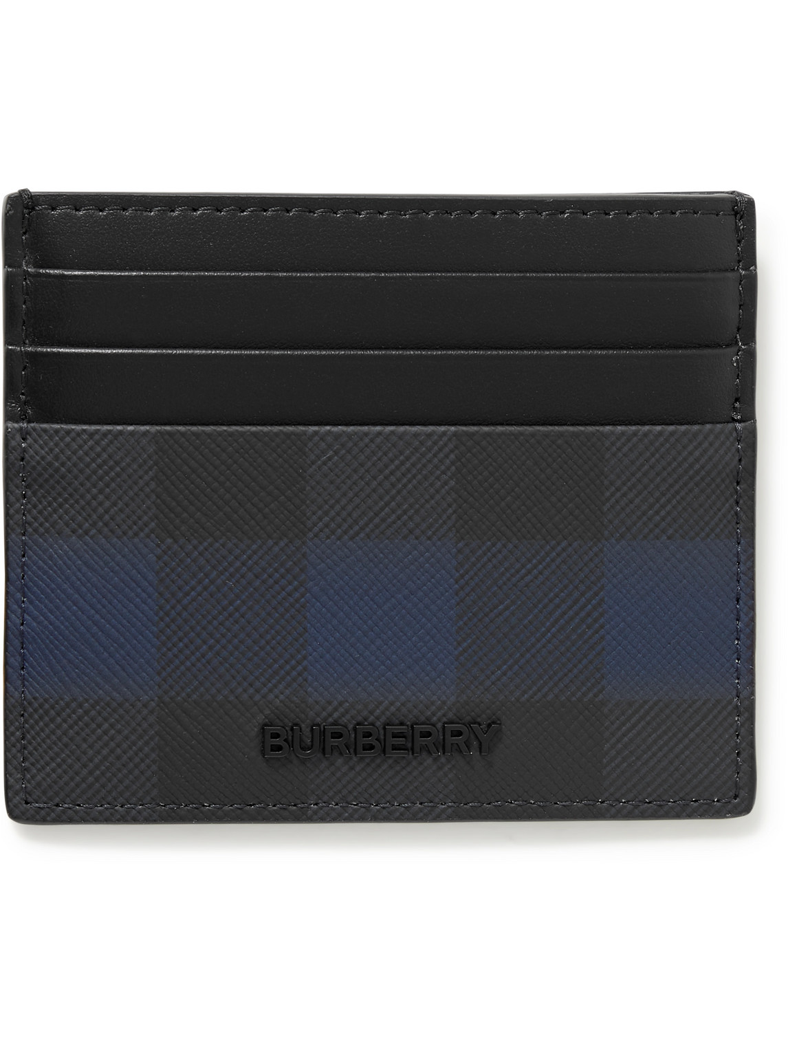 BURBERRY LEATHER-TRIMMED CHECKED COATED-CANVAS CARDHOLDER