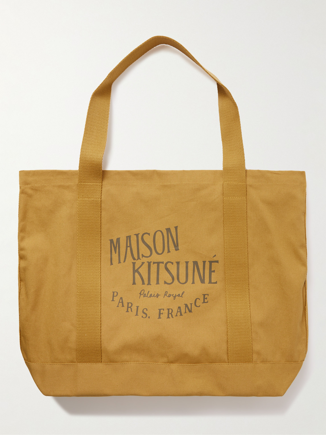 Maison Kitsuné Palais Royal Logo-print Cotton-canvas Tote Bag In Brown
