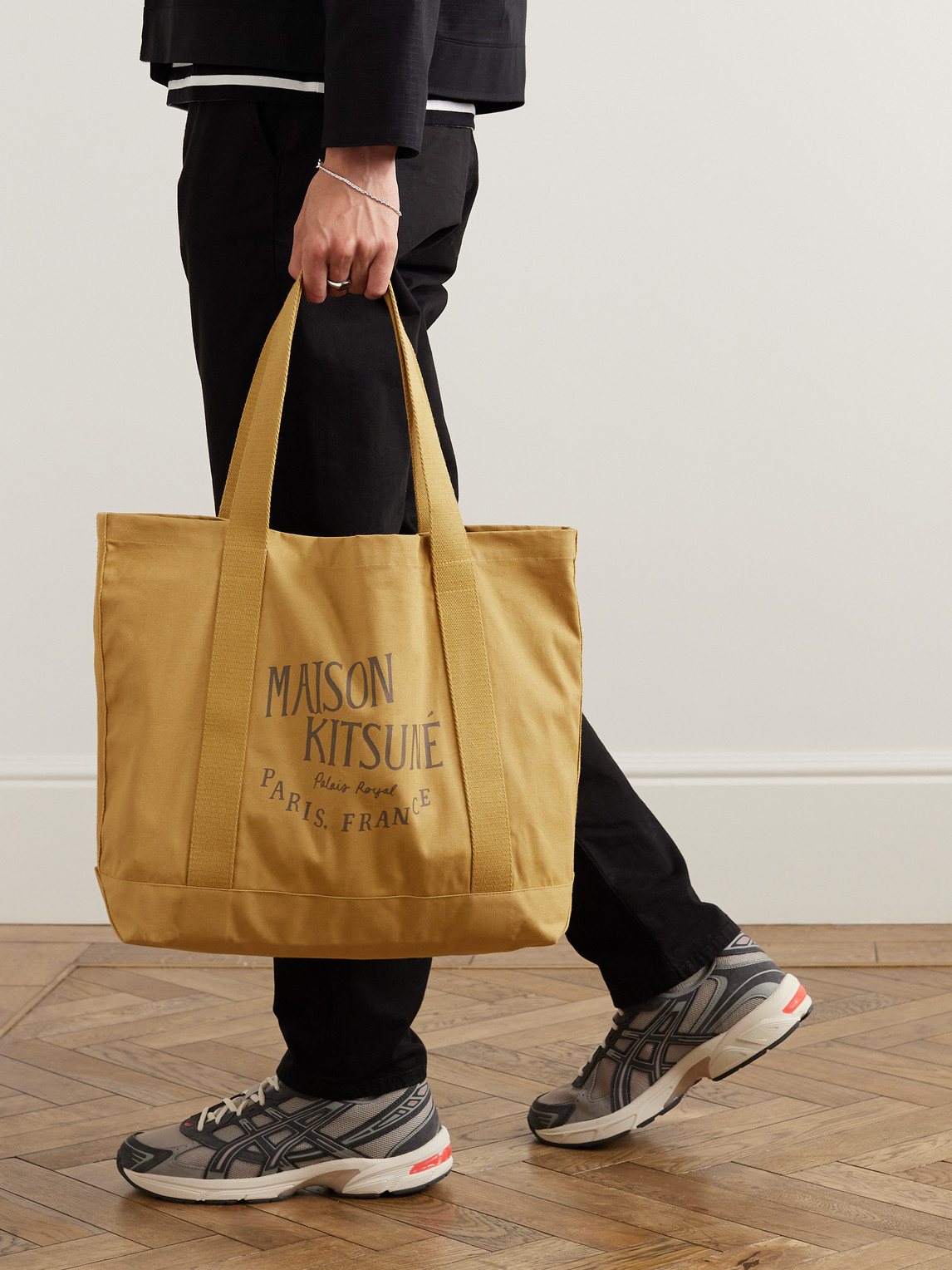 Maison Kitsune Palais Royal Logo Print Cotton Canvas Tote Bag Smart Closet