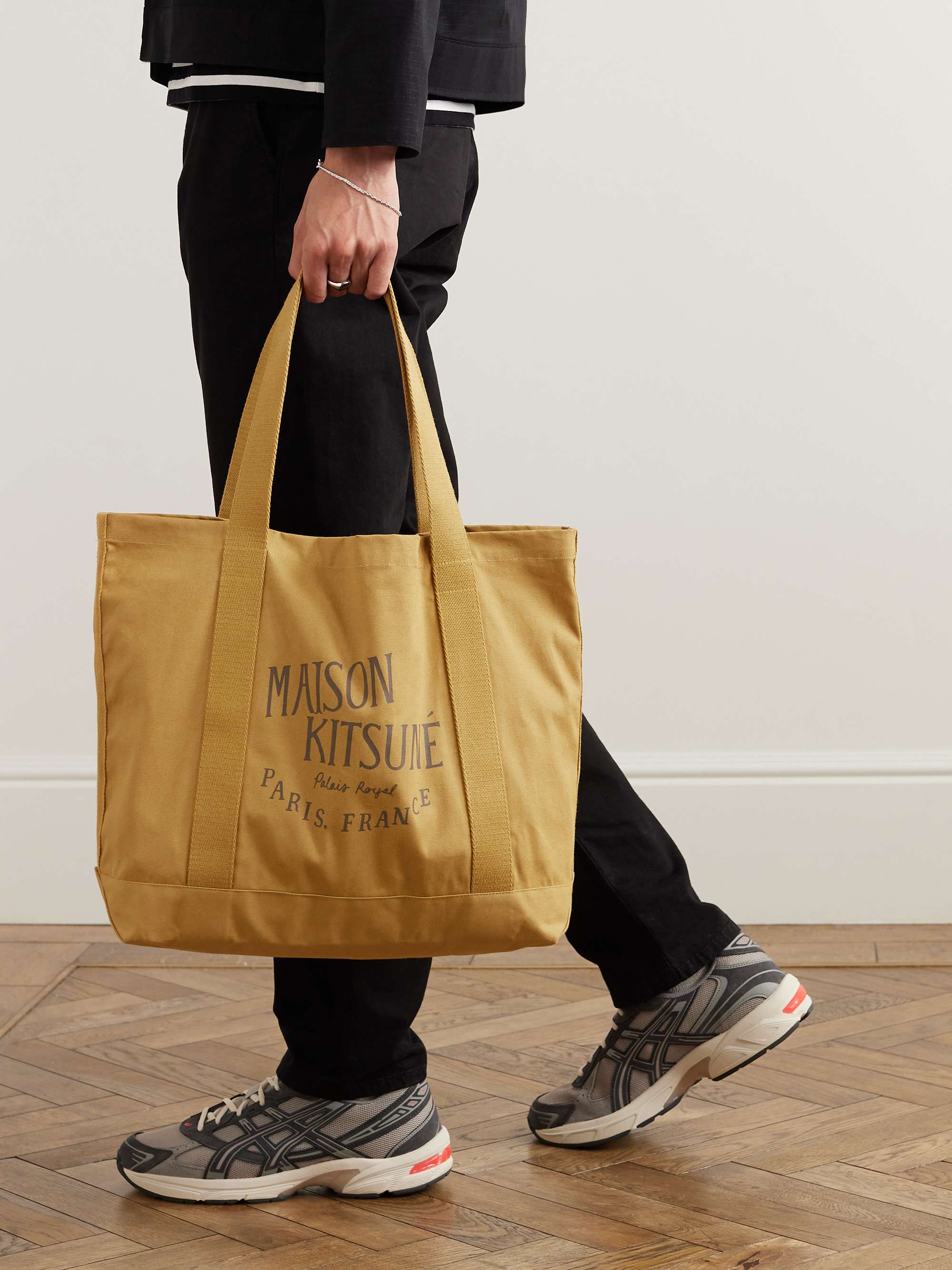 Maison Kitsuné Palais Royal logo-print Cotton-canvas Tote Bag - Men - Tan Bags