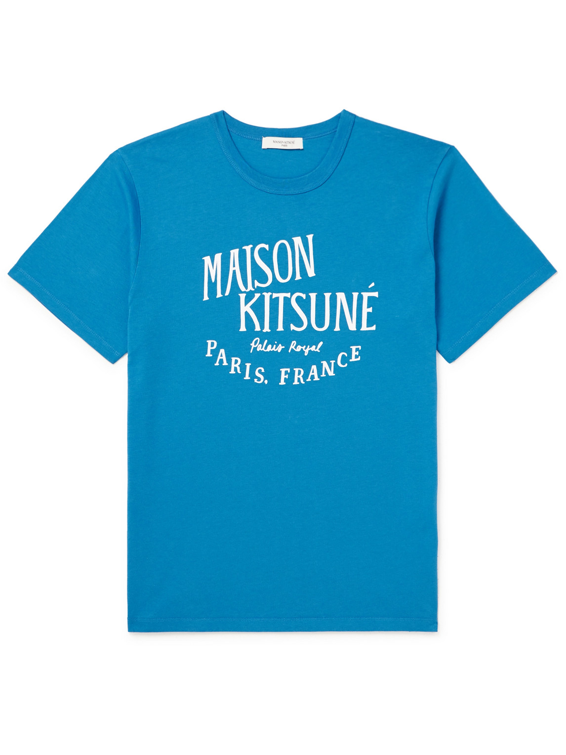 MAISON KITSUNÉ - Logo-Print Cotton-Jersey T-Shirt - Men - Blue - XS