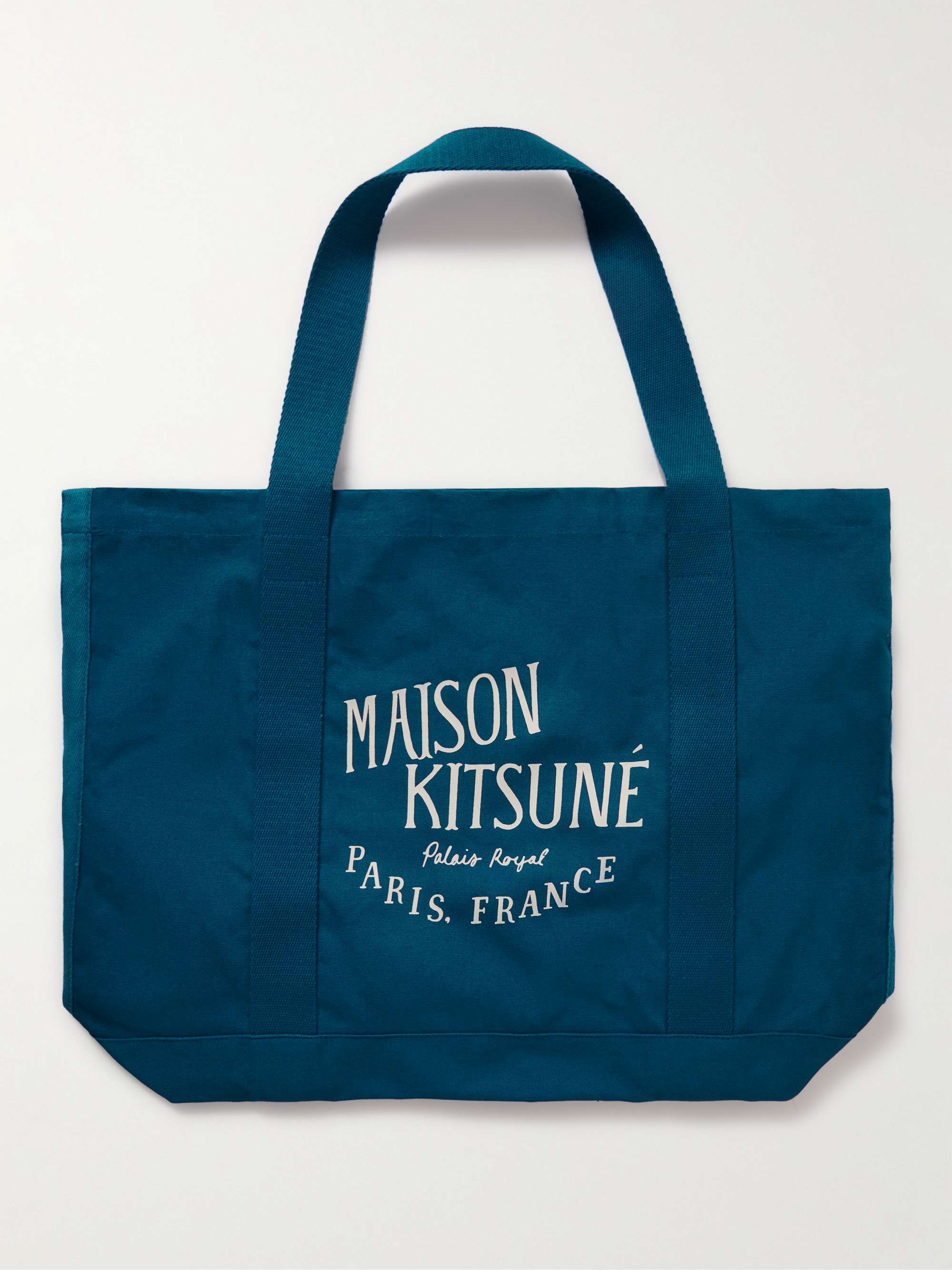 MAISON KITSUNÉ Palais Royal Logo-Print Cotton-Canvas Tote Bag for