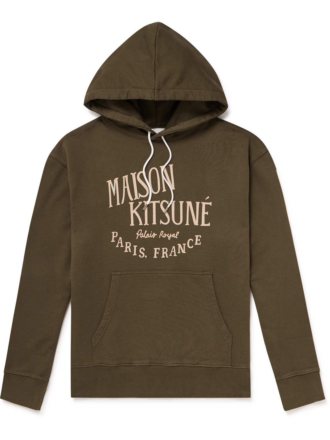 Maison Kitsuné Palais Royal Logo-print Cotton-jersey Hoodie In Brown