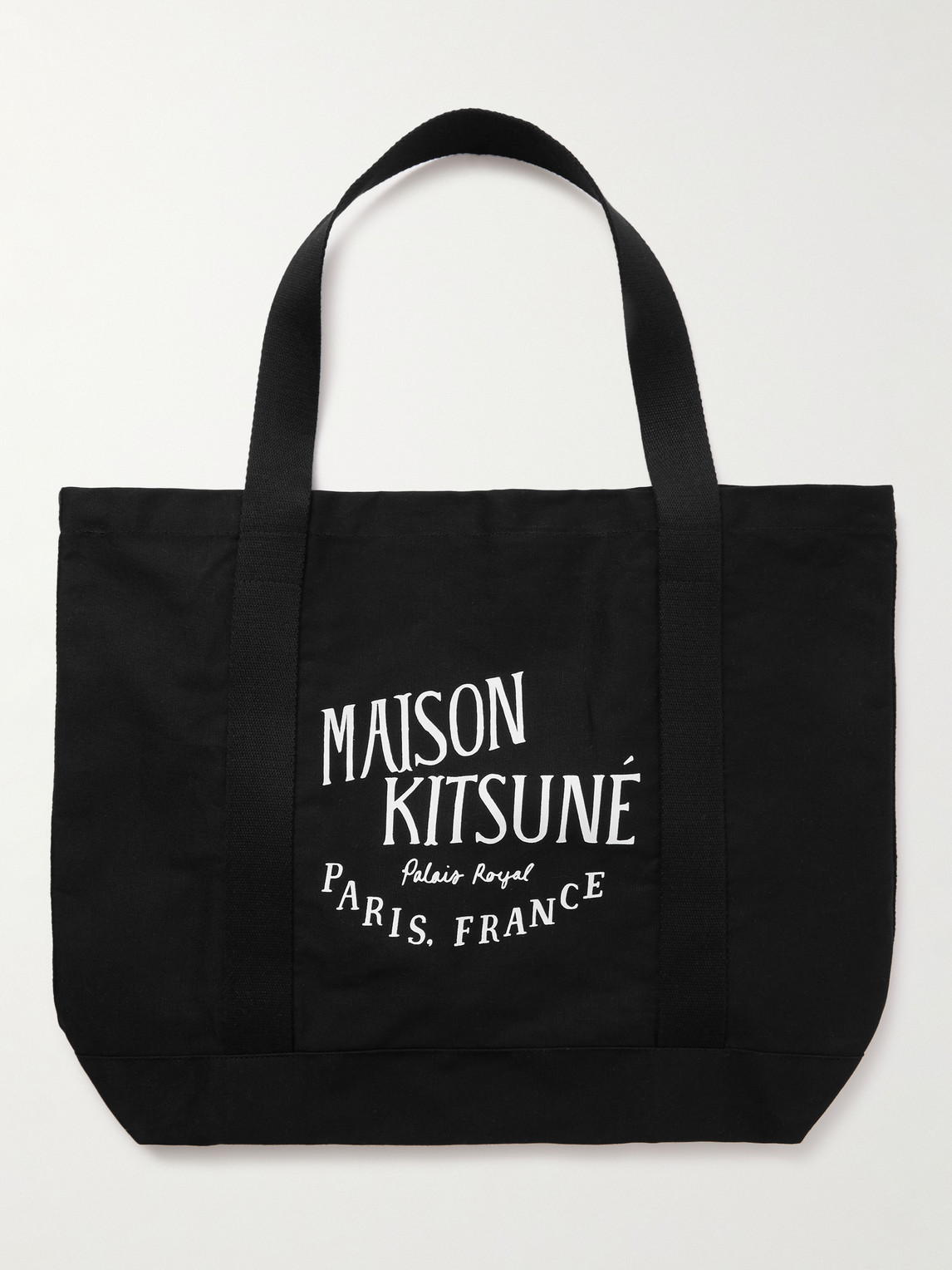 Maison Kitsuné Palais Royal Logo-print Cotton-canvas Tote Bag In Black