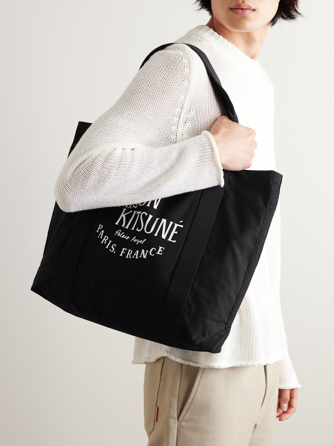 MAISON KITSUNE Maison Kitsuné - Palais Royal Logo-Print Cotton-Canvas Tote  Bag - Men - Black for Men