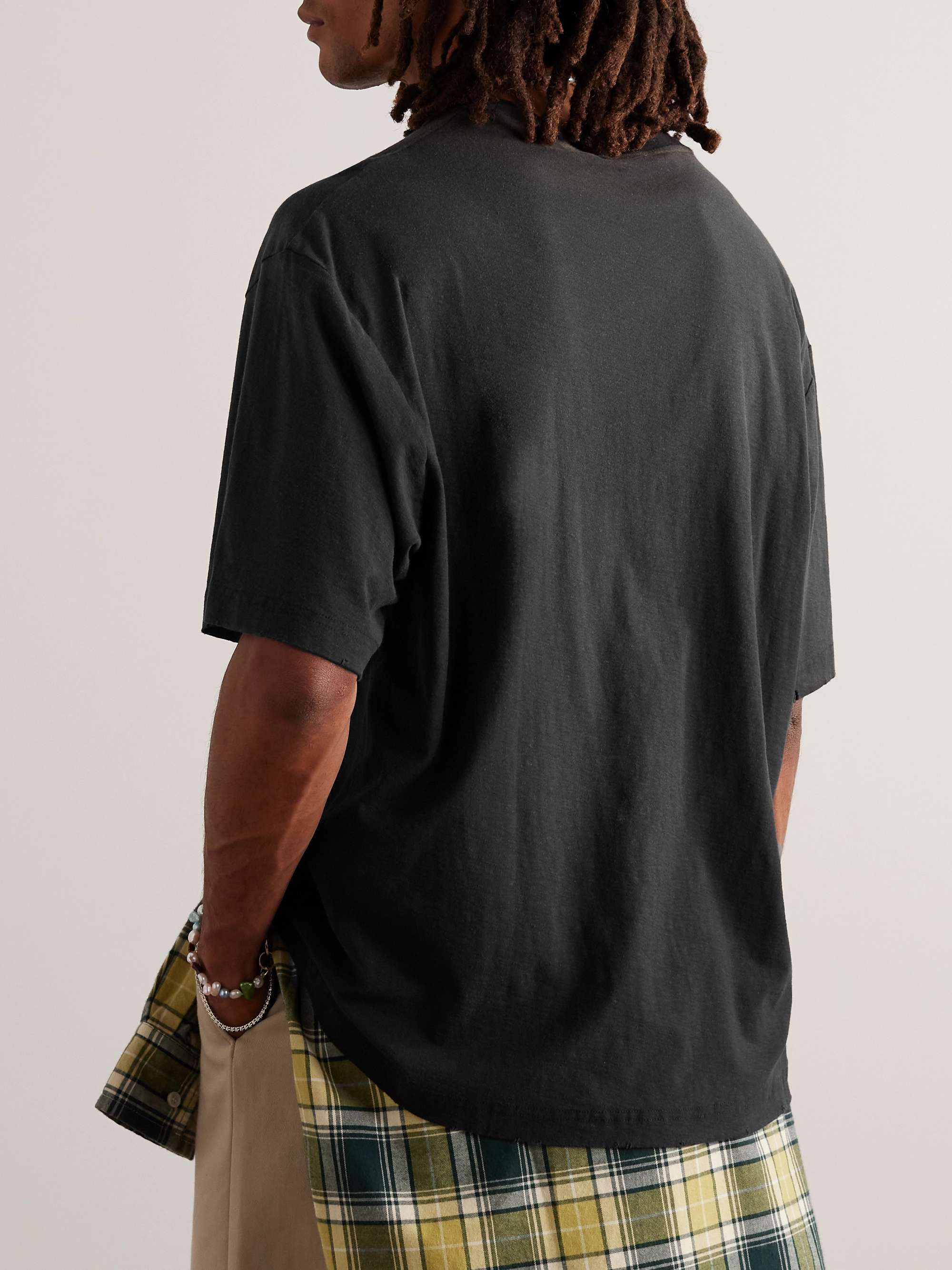 ACNE STUDIOS Exford Distressed Logo-Print Cotton-Jersey T-Shirt for Men ...