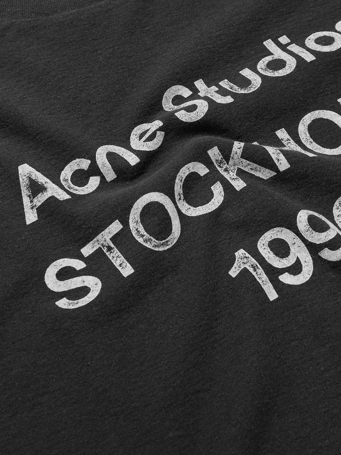 Shop Acne Studios Exford Distressed Logo-print Cotton-jersey T-shirt In Black