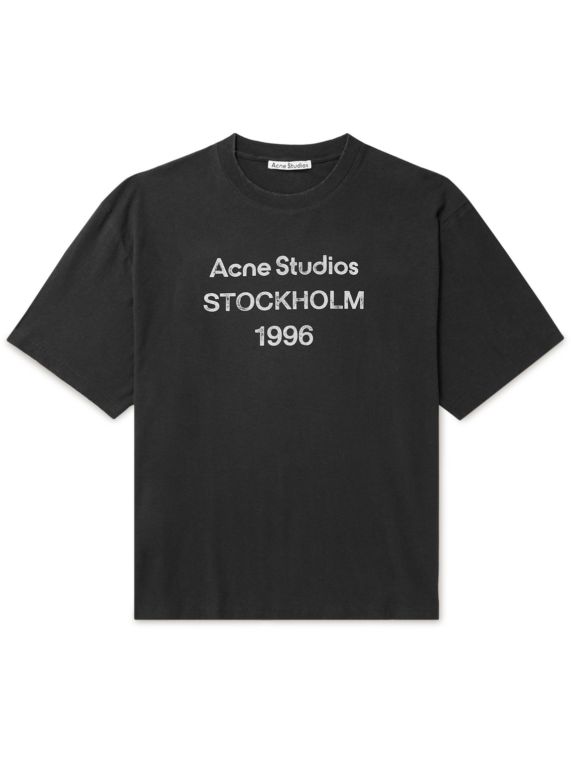 Shop Acne Studios Exford Distressed Logo-print Cotton-jersey T-shirt In Black