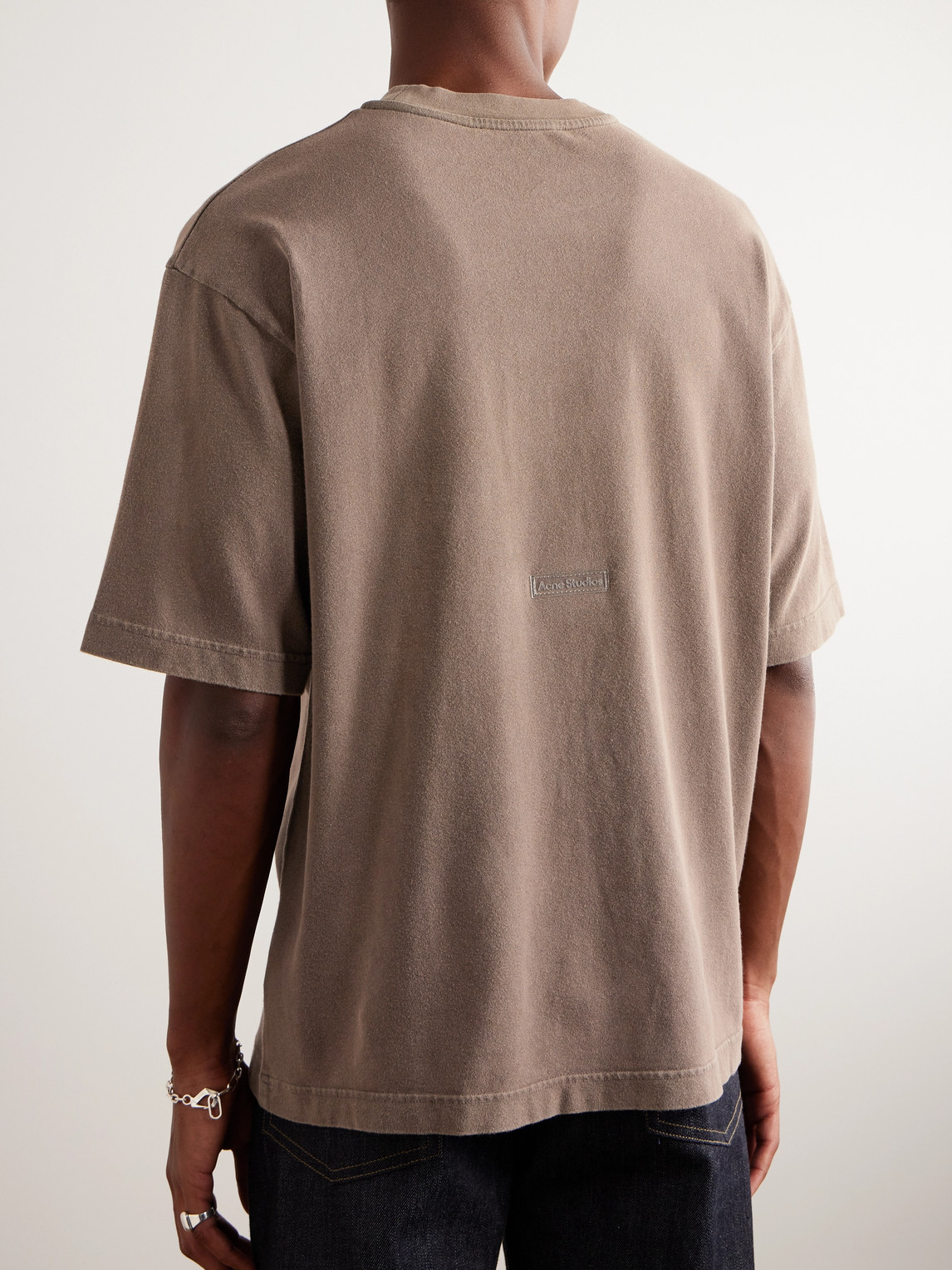 Shop Acne Studios Extorr Logo-appliquéd Garment-dyed Cotton-jersey T-shirt In Brown