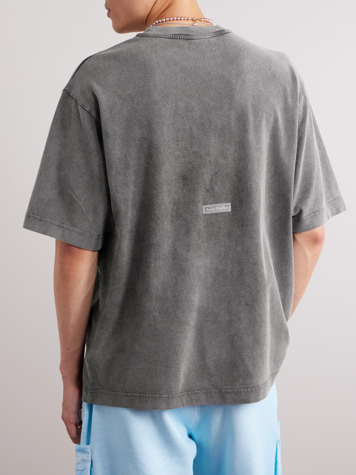 Shop Acne Studios Extorr Logo-appliquéd Garment-dyed Cotton-jersey T-shirt In Black