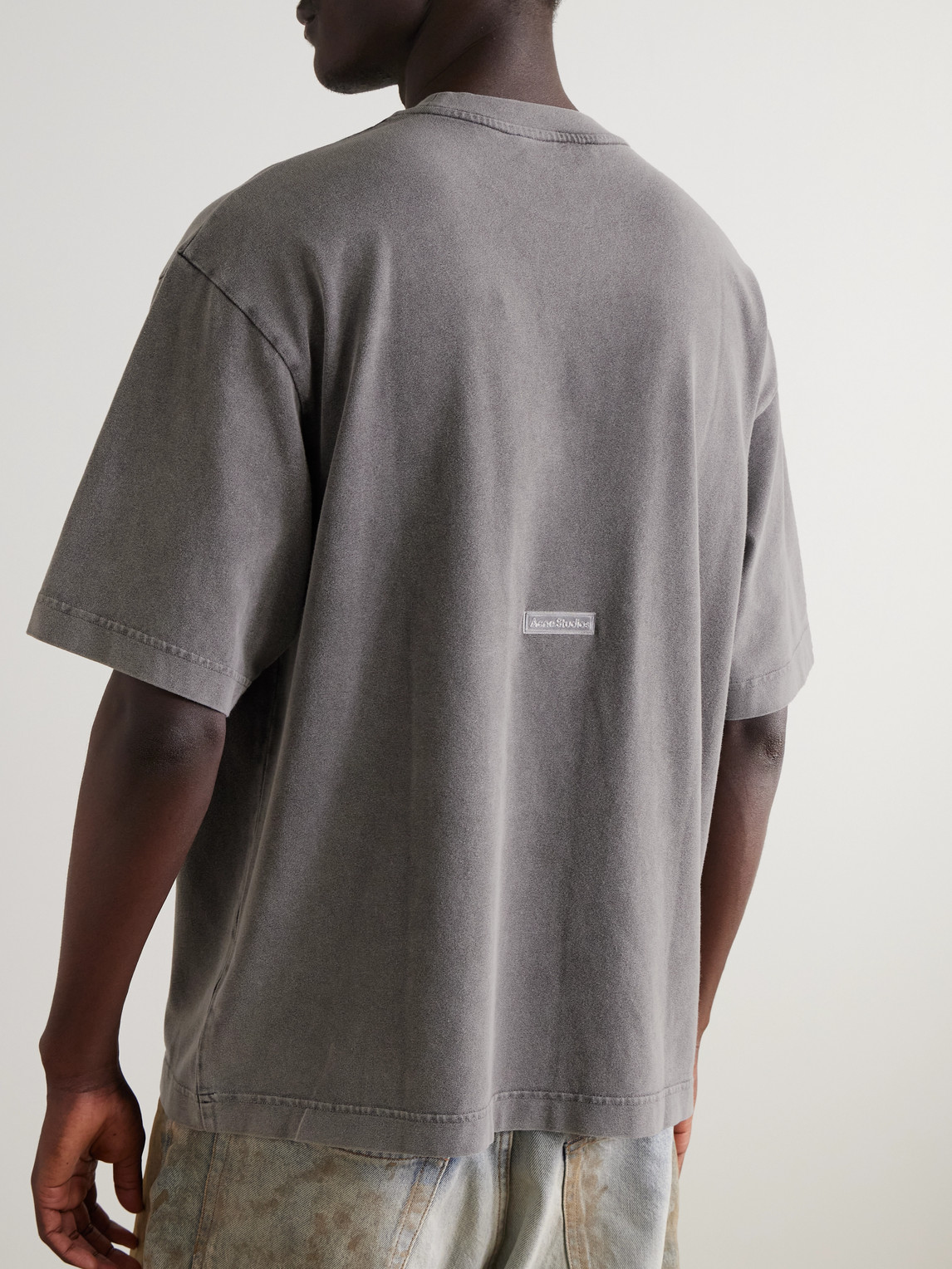 Acne Studios Extorr Logo-appliquéd Garment-dyed Cotton-jersey T-shirt In Black